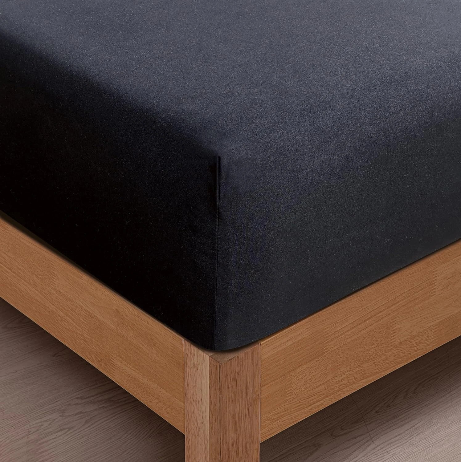 2 CleverPolly 100% Vintage Washed Microfibre Fitted Sheet Set - Single Bed - Black, 2 of 4