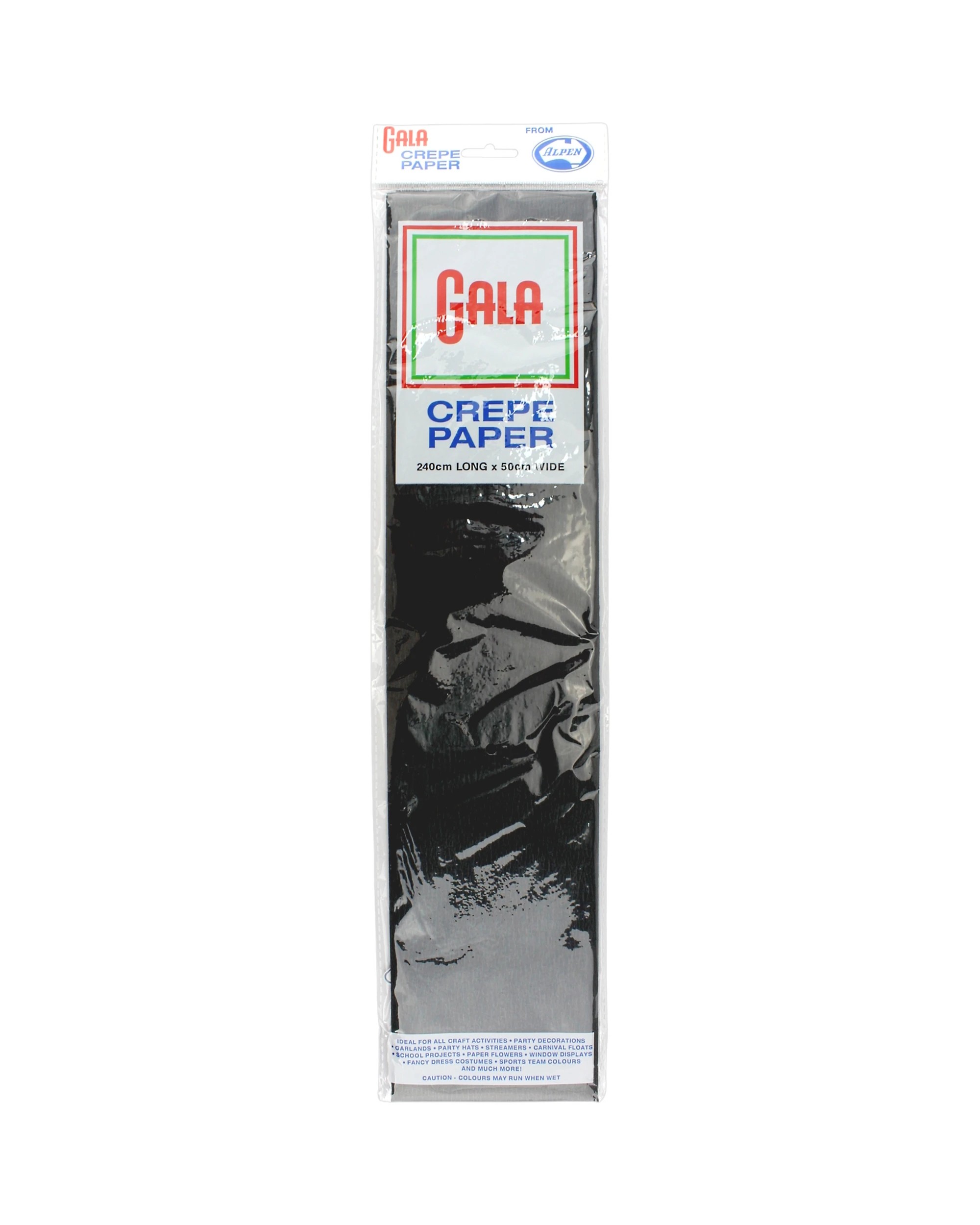 1 Alpen Gala Crepe Paper 240cm x 50cm 1 Sheet - Black, 1 of 1