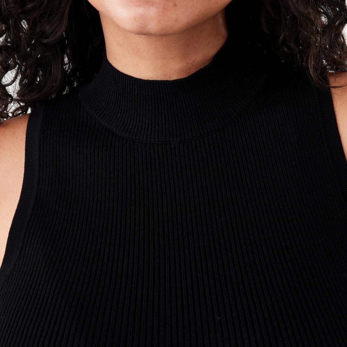 5 Sleeveless Mock Neck Rib Tank Black, 5 of 5