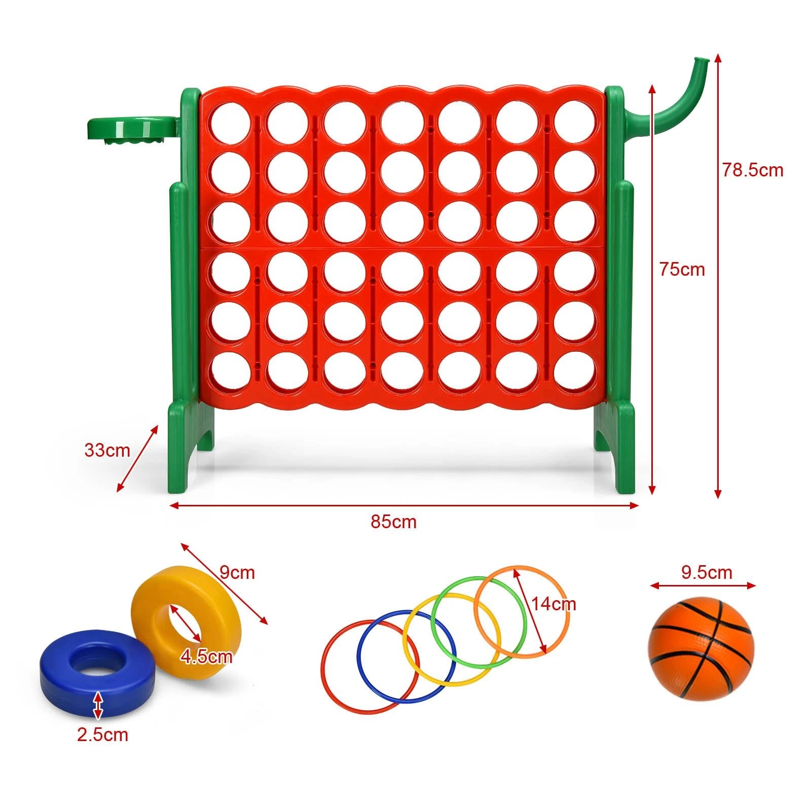 3 Costway Giant 4-in-A Row Jumbo 4-to-Score Game Set - Red, 3 of 5