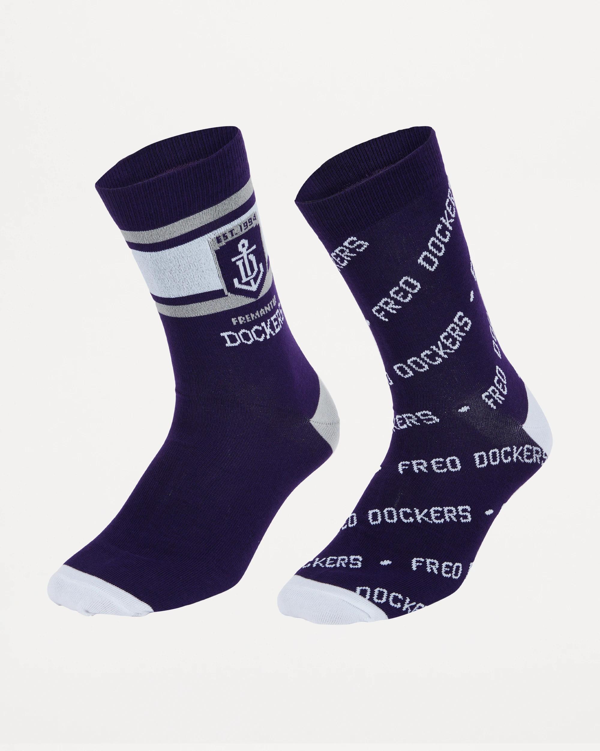 1 2 Pack Official AFL Adult Sock Set FREMANTLE, 1 of 3