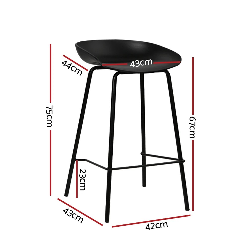 2 Artiss 4x Bar Stools Kitchen Counter Stools Metal - Black, 2 of 5