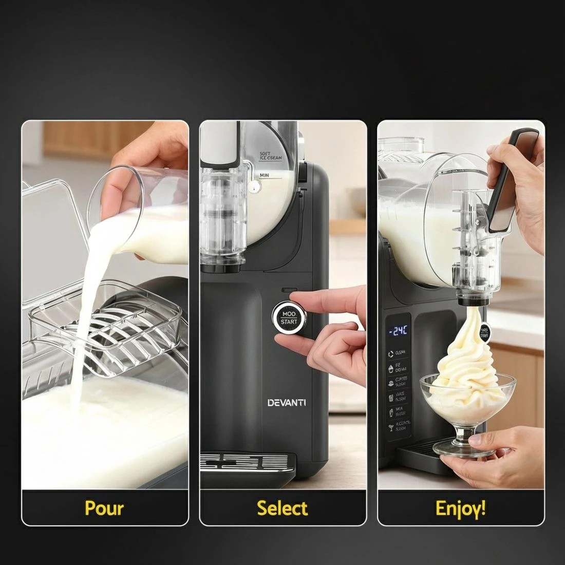 8 Devanti Slushie Machine Ice Cream Maker 2L - Grey, 8 of 8