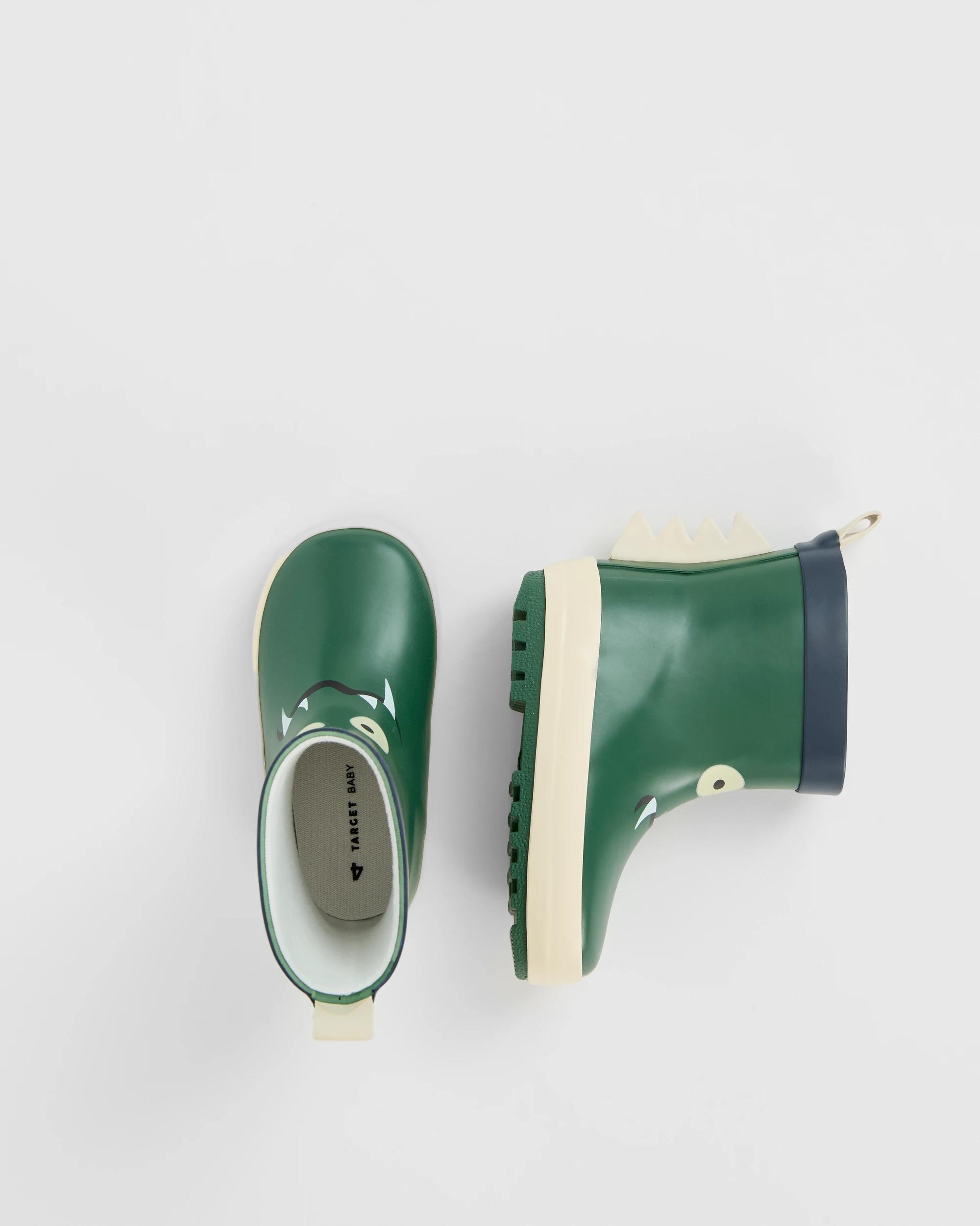 3 Target Baby First Walker Novelty Monster Rainboots GREEN, 3 of 3