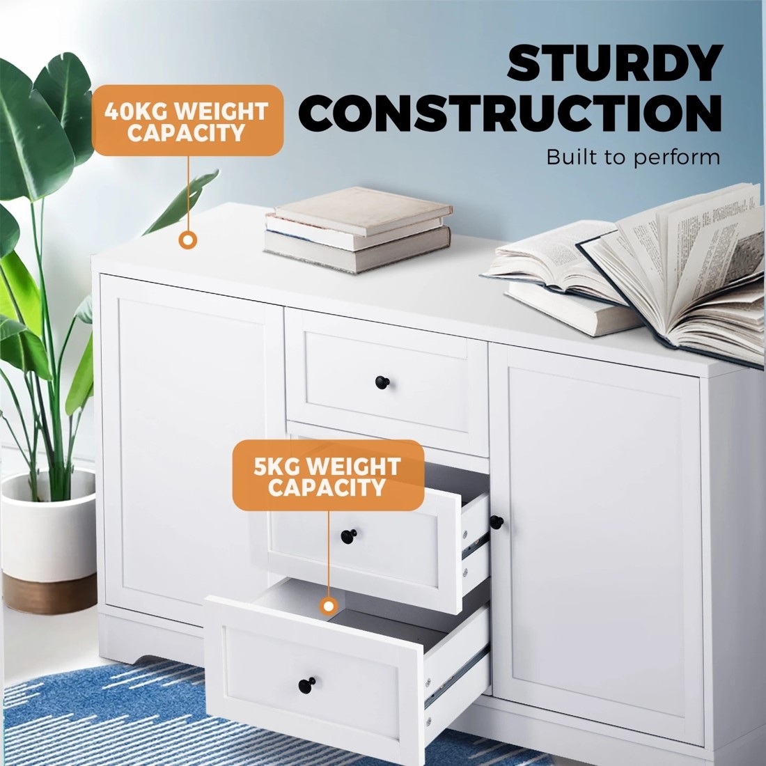 6 Oikiture Hamptons Buffet Sideboard
 - White, 6 of 10