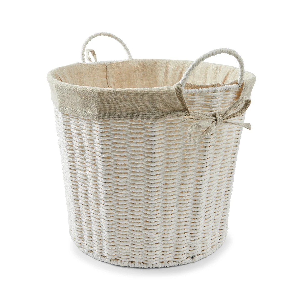 1 Round Paper Rope Basket with Liner - White, 1 of 6