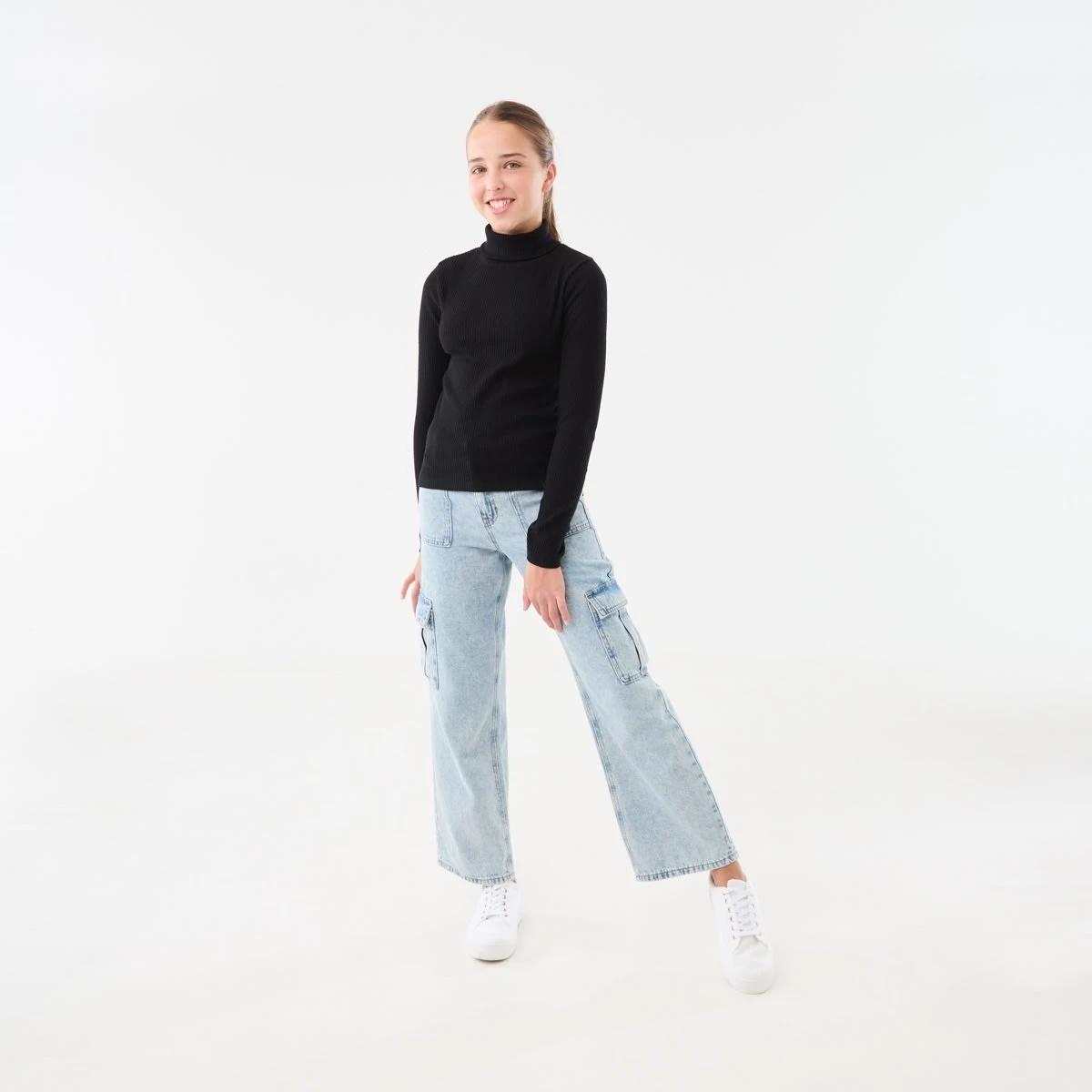 5 Long Sleeve Rib Skivvy Top Black, 5 of 8