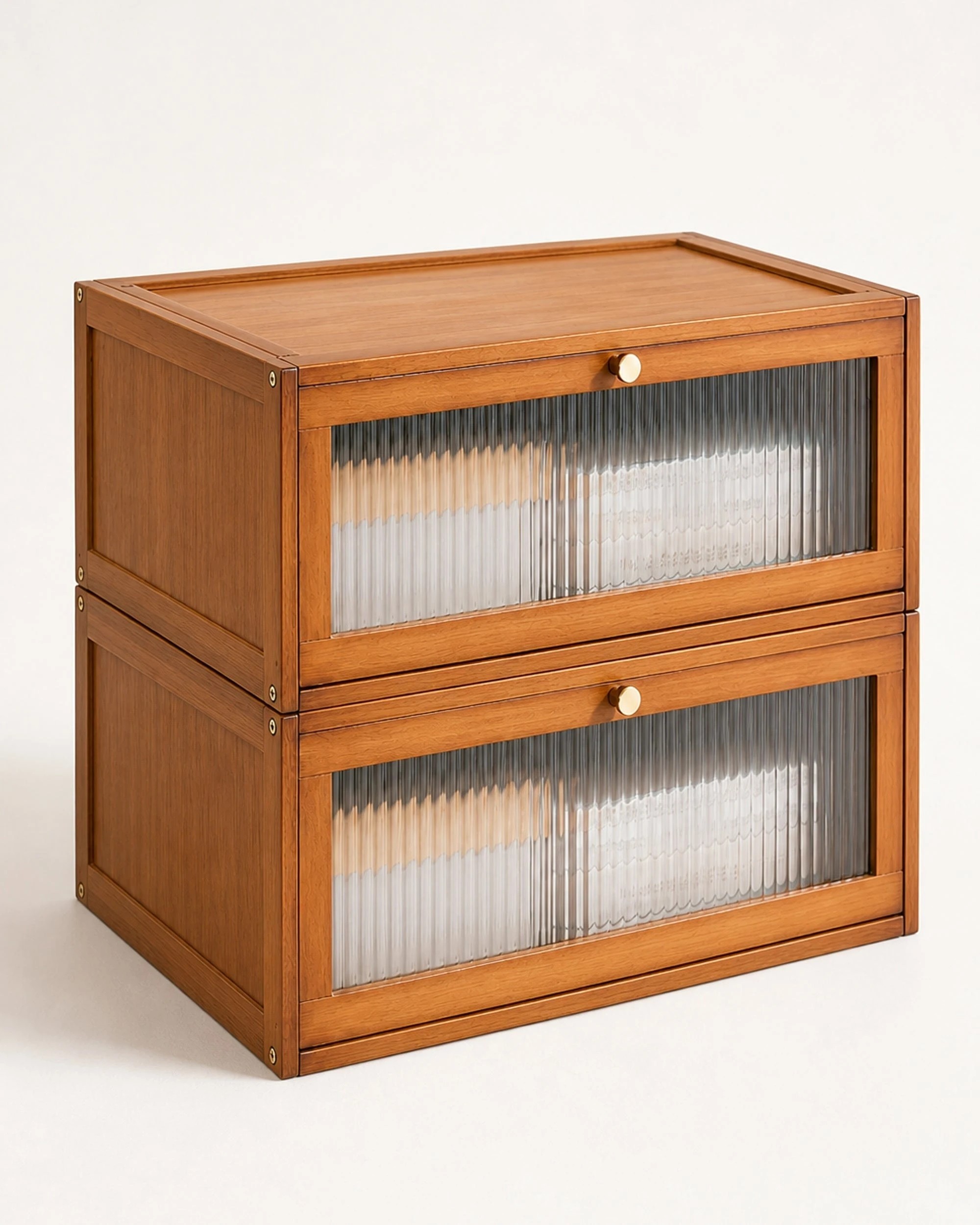 5 Foret Stackable Shoe Box Storage Cabinet Fluted Door 50cm Brown, 5 of 8