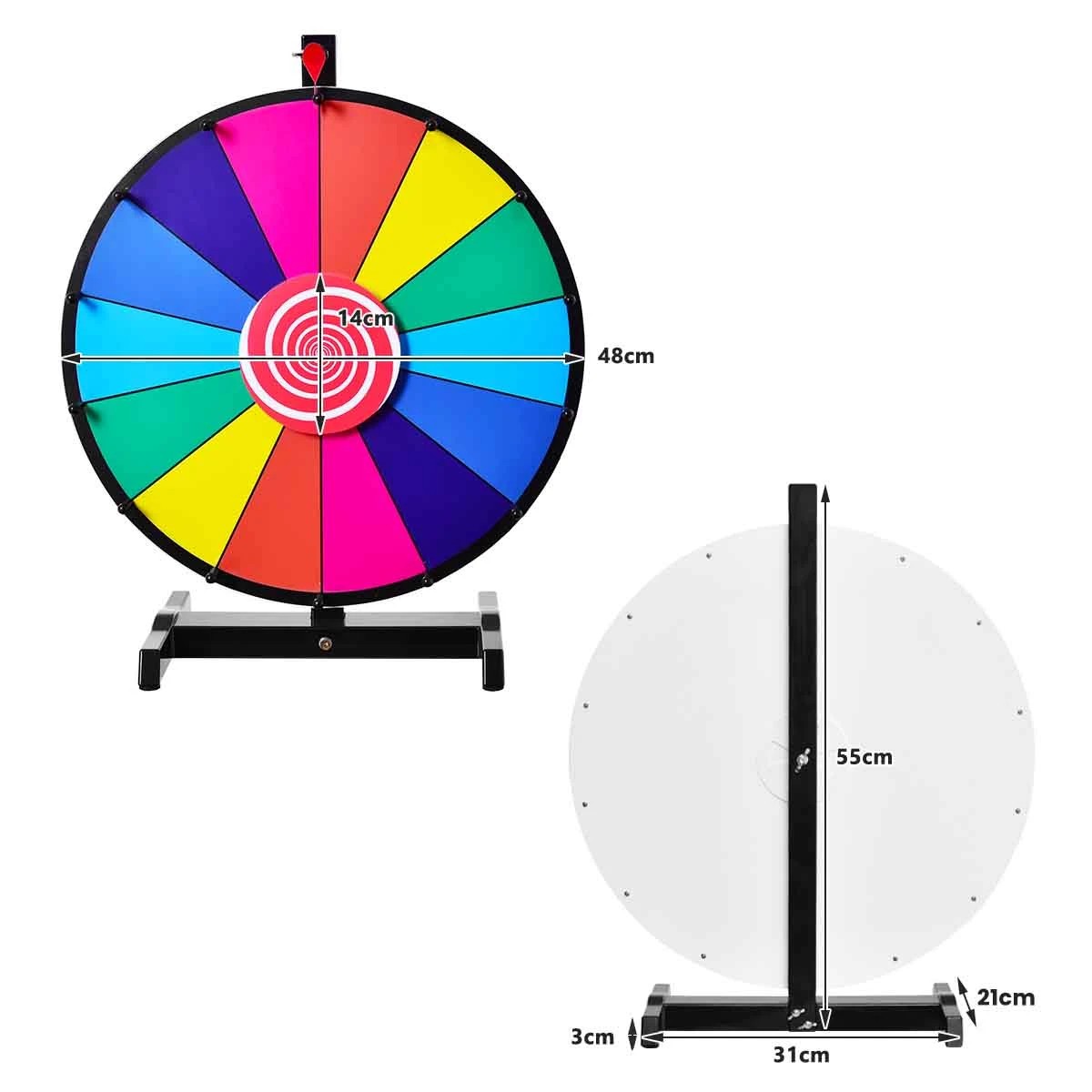 2 Costway 48cm Prize Wheel Editable Dry Erase 14 Slots Fortune Spinning Game w/Storage Box, 2 of 3