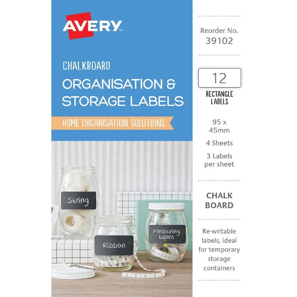 1 Avery Rectangle Chalkboard Labels White 12 Pack, 1 of 2