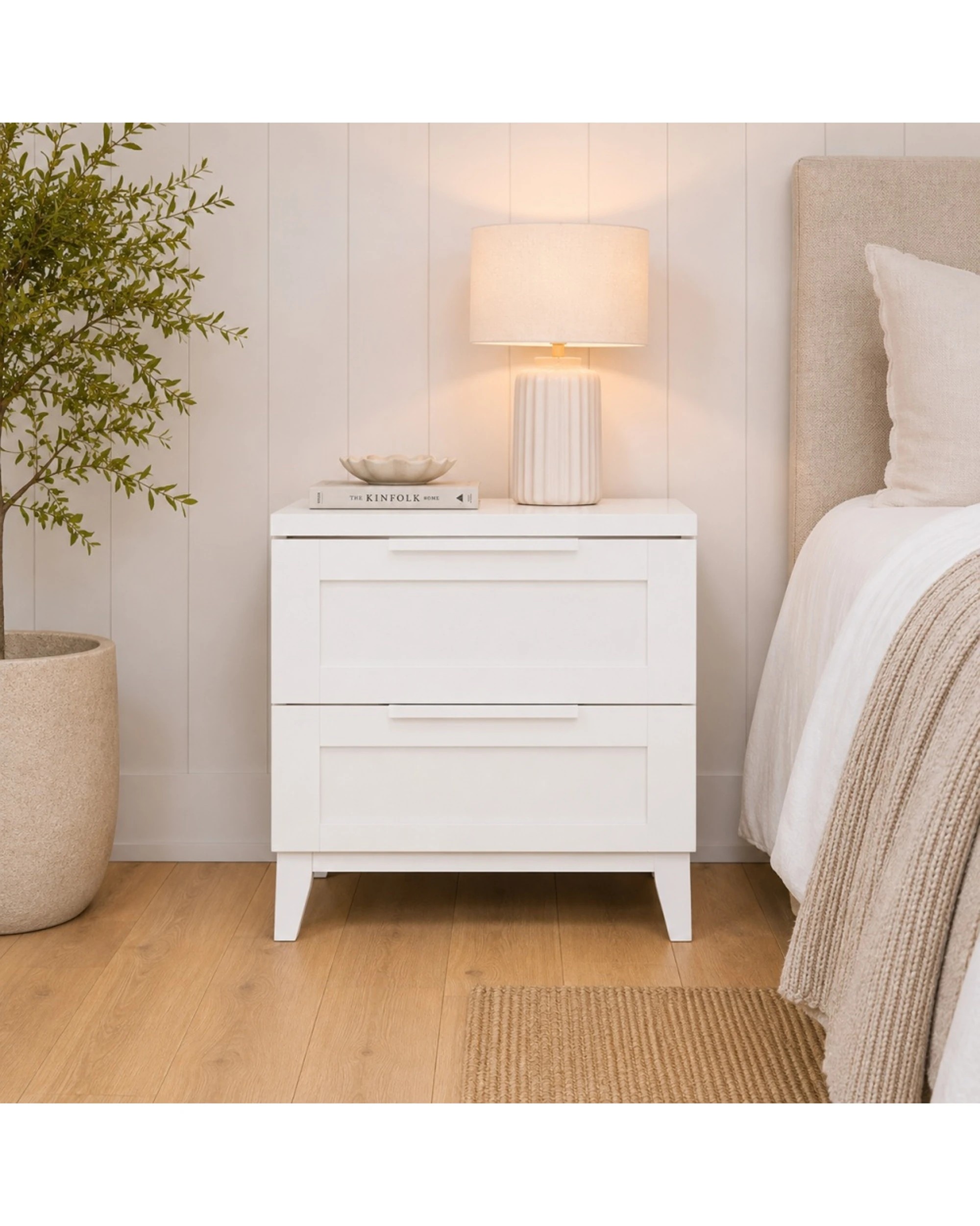 2 Alpine Bay Tenley Bedside Table 2 Drawer - White, 2 of 9