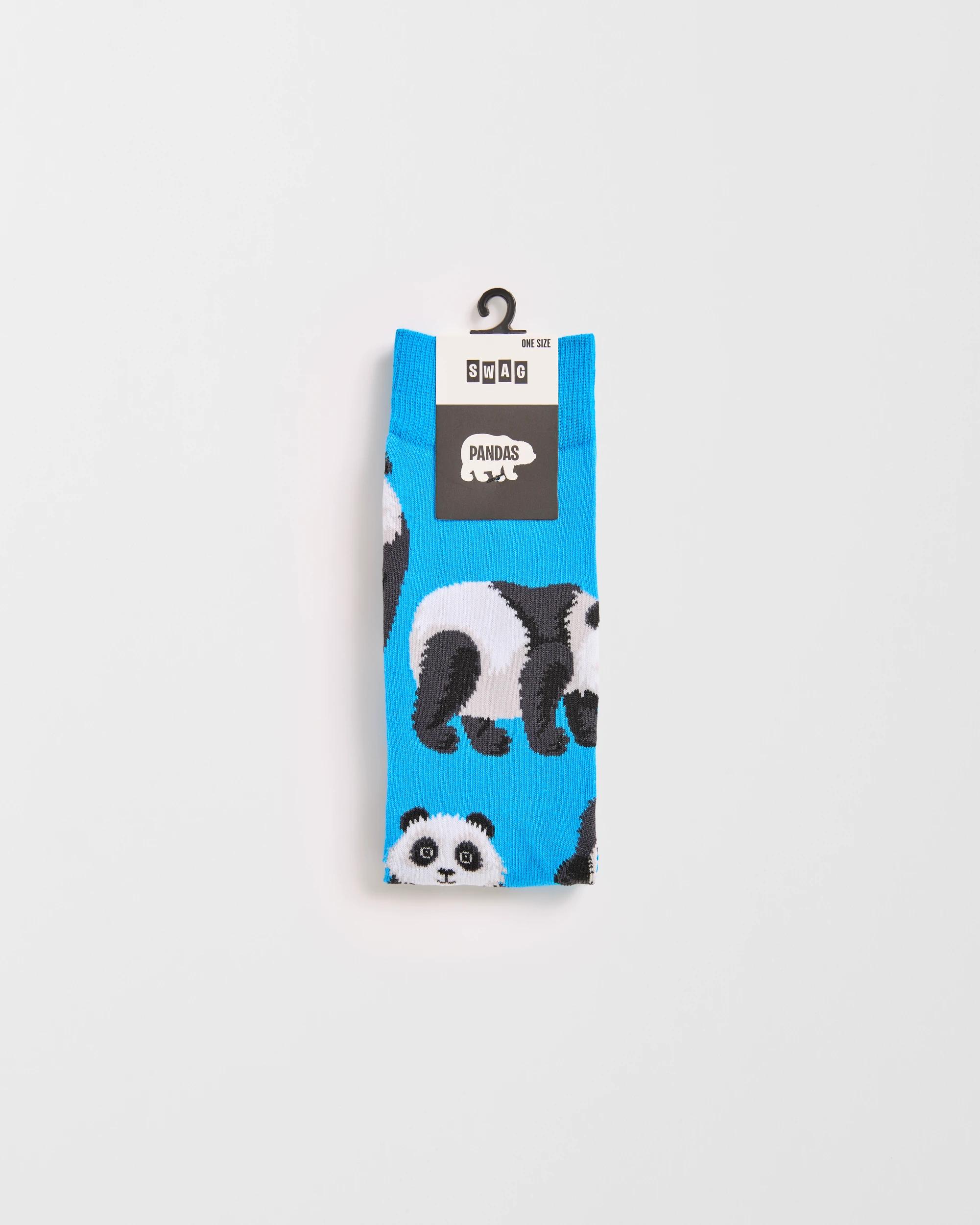 3 Swag  Crew Socks - Panda BLUE, 3 of 3