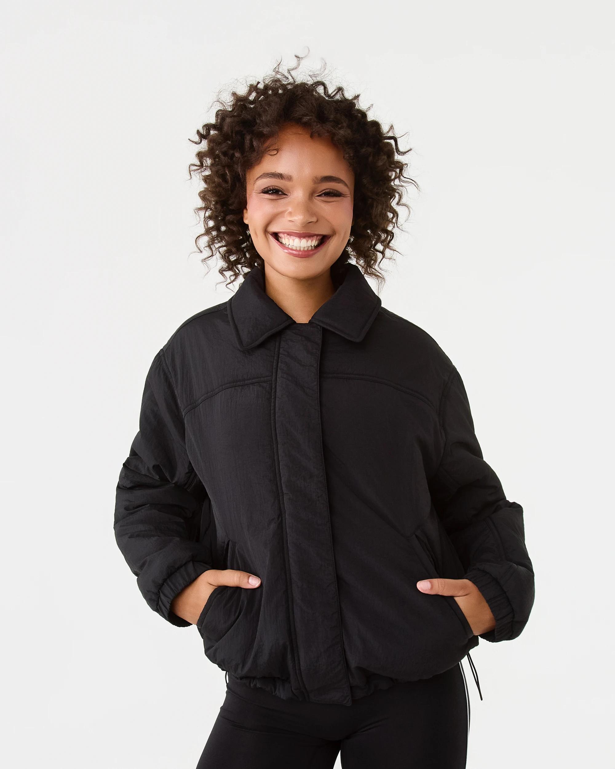 1 Active Womens Zip Through Sports Bomber Jacket Black, 1 of 10