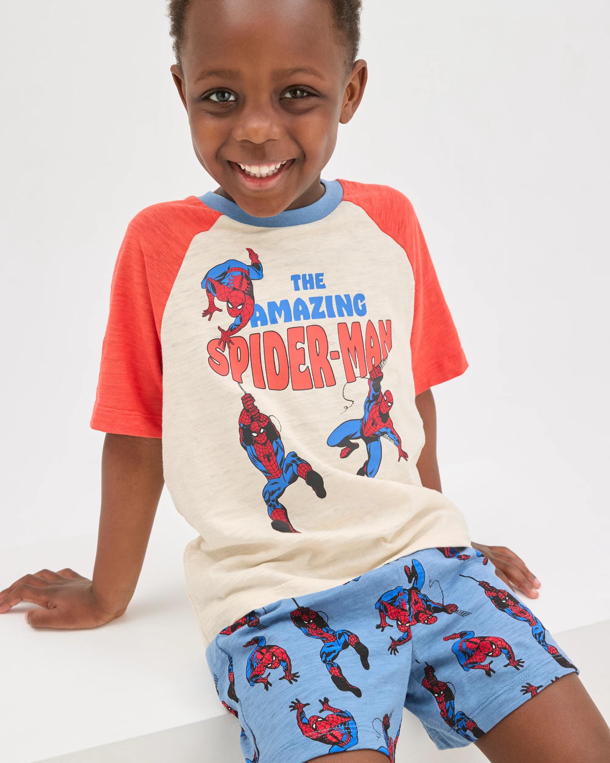 2 Disney Marvel Spider-Man Australian Cotton Younger Boys Raglan Sleeve Knit Pyjama Set SPIDER-MAN MULTI, 2 of 8