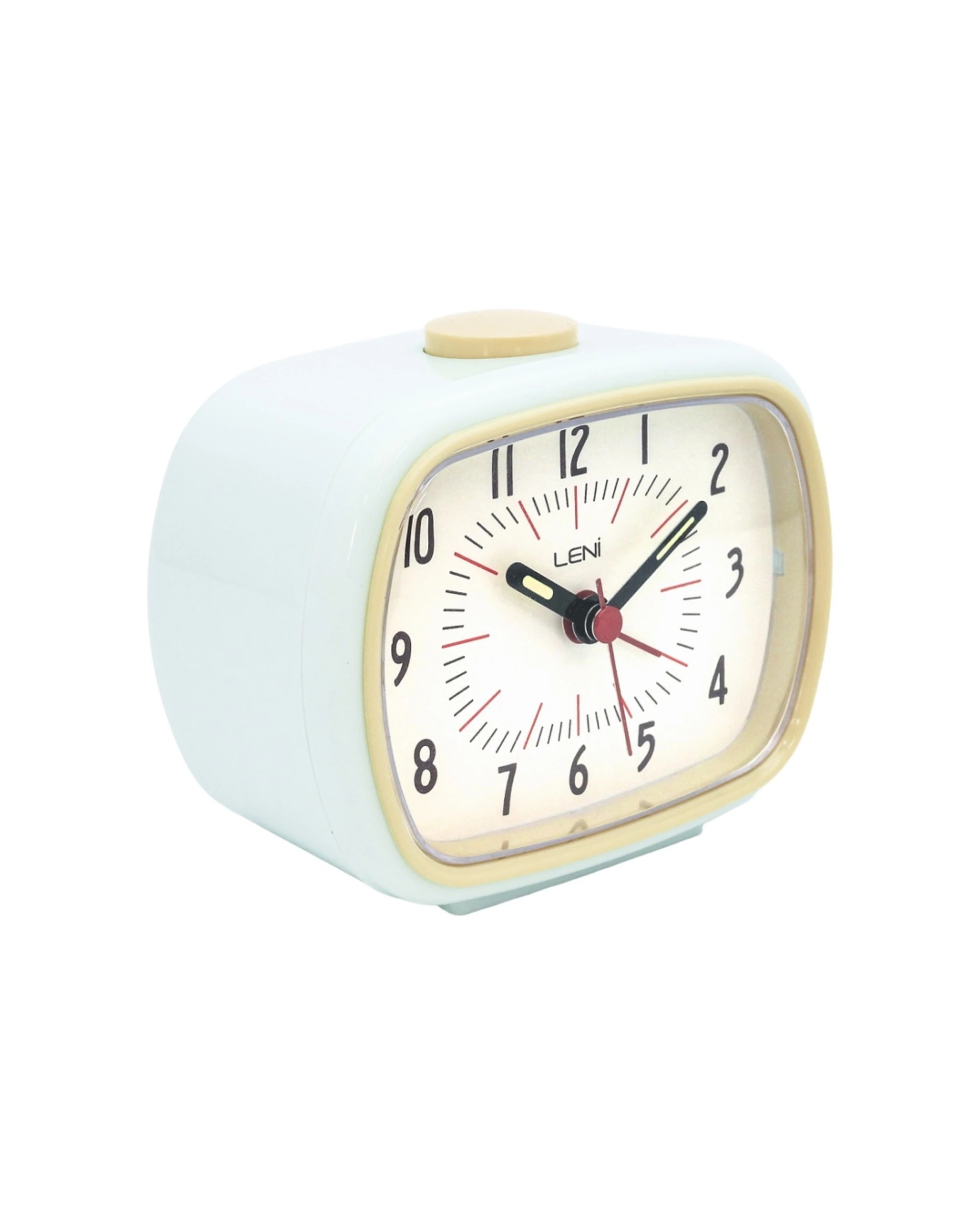 3 Leni Retro Silent Sweep Analogue Alarm Clock 9cm With Glow In The Dark Hands Hint of Mint - Green, 3 of 7