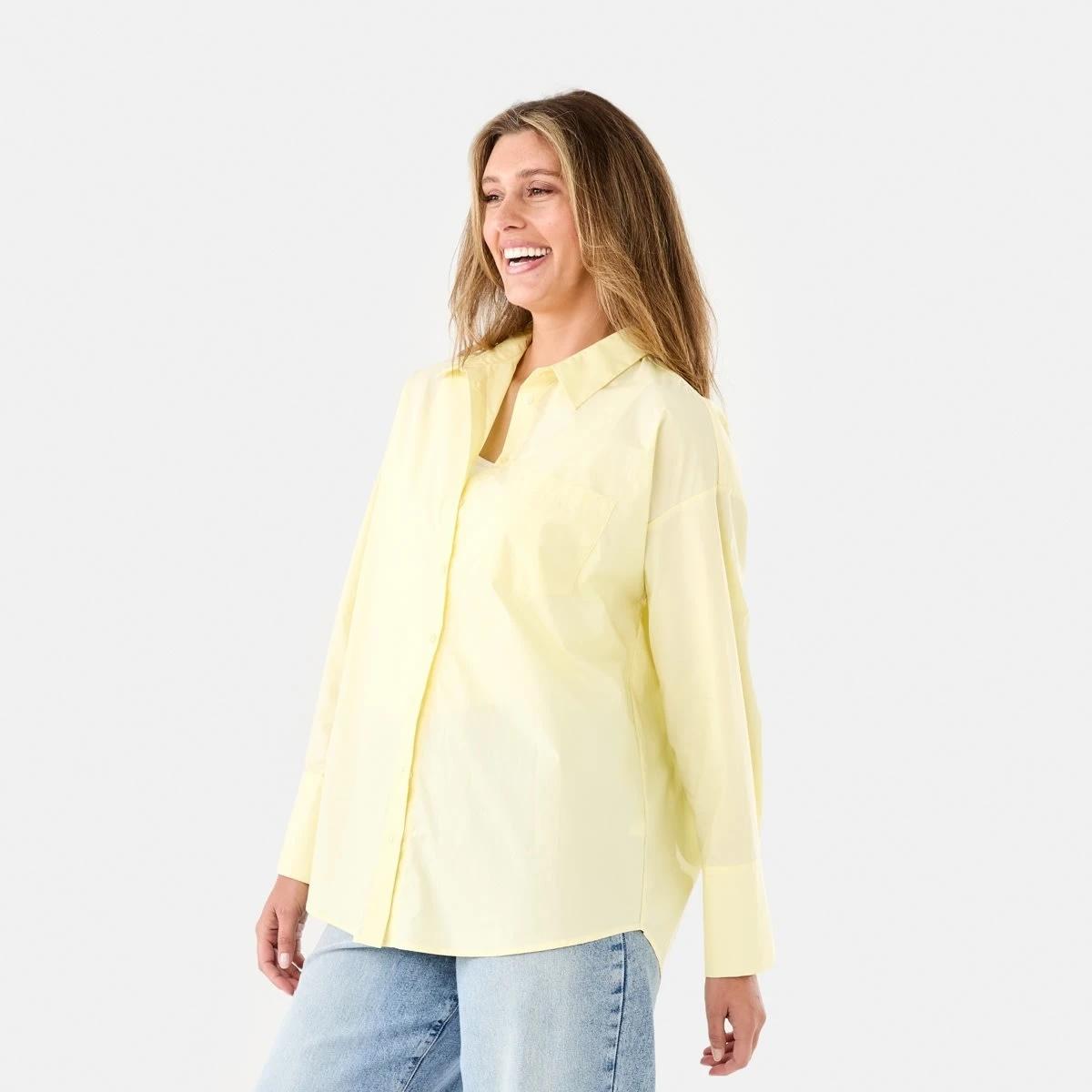 3 Long Sleeve Oversized Cotton Shirt Fln Yellow, 3 of 7