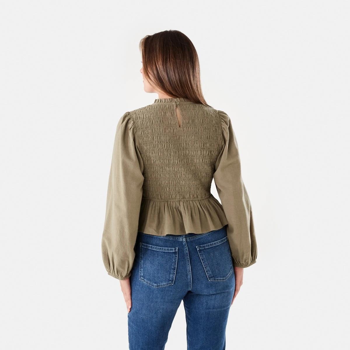 3 Long Sleeve Shirred Bodice Top Pave Grey, 3 of 7