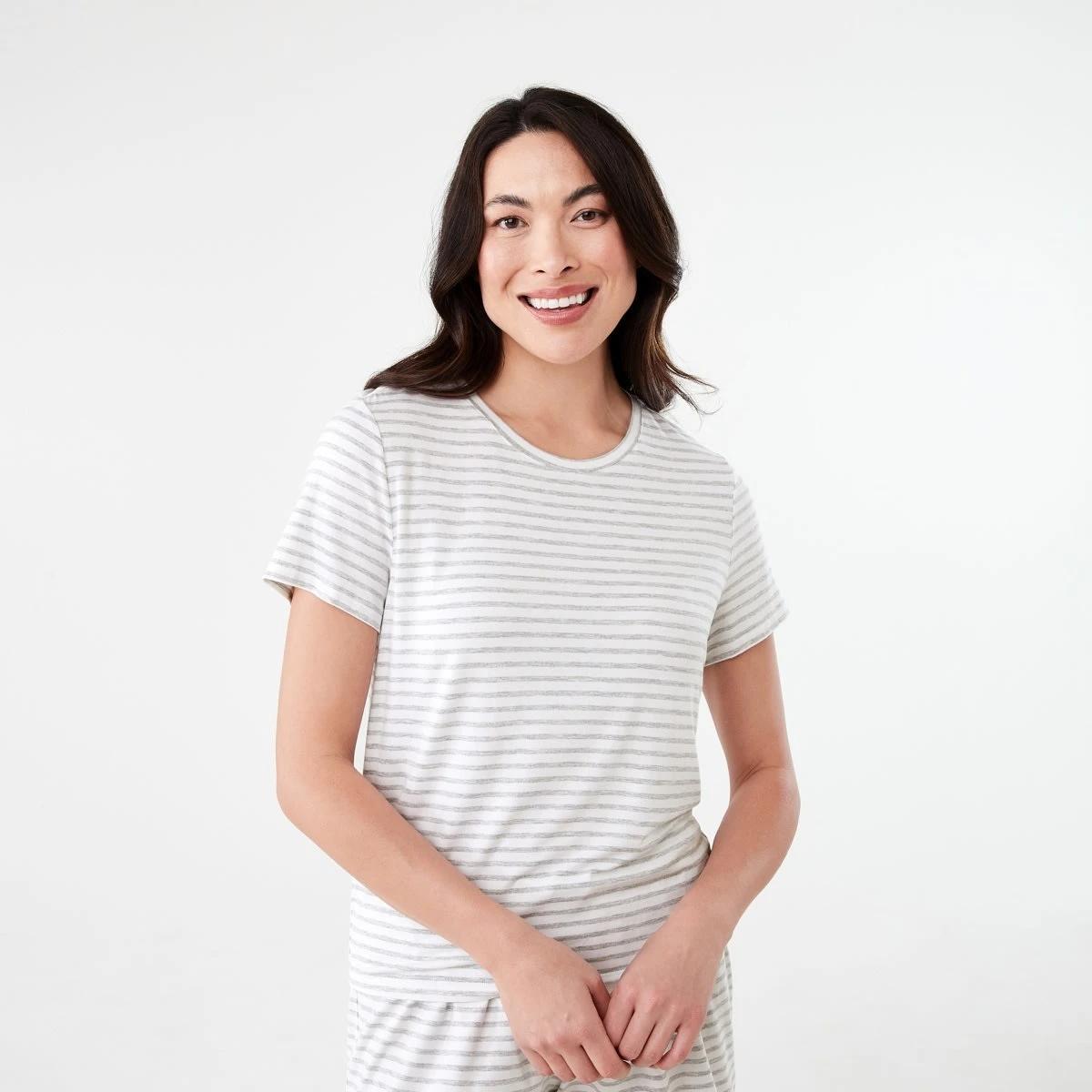 1 Viscose T-shirt MARLE STRIPE SILVER MARLE, 1 of 6