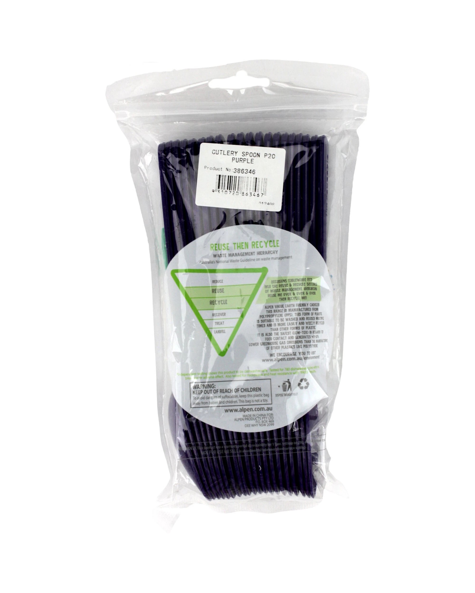 3 Alpen Reusable Plastic Spoons Pack of 20 - Purple, 3 of 3