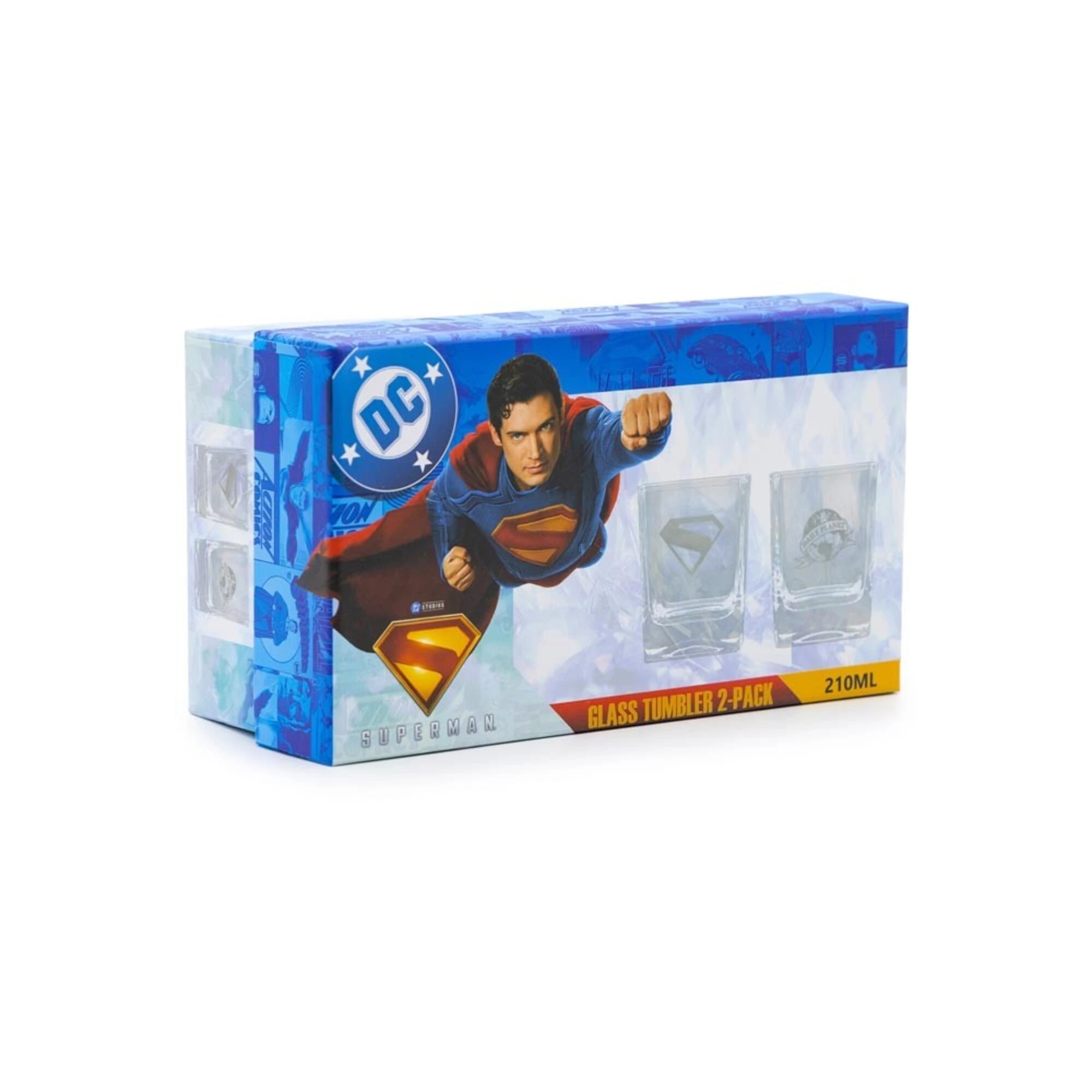 1 DC Comics - Superman Shield Premium Glass 2-Pack - Clear, 1 of 2