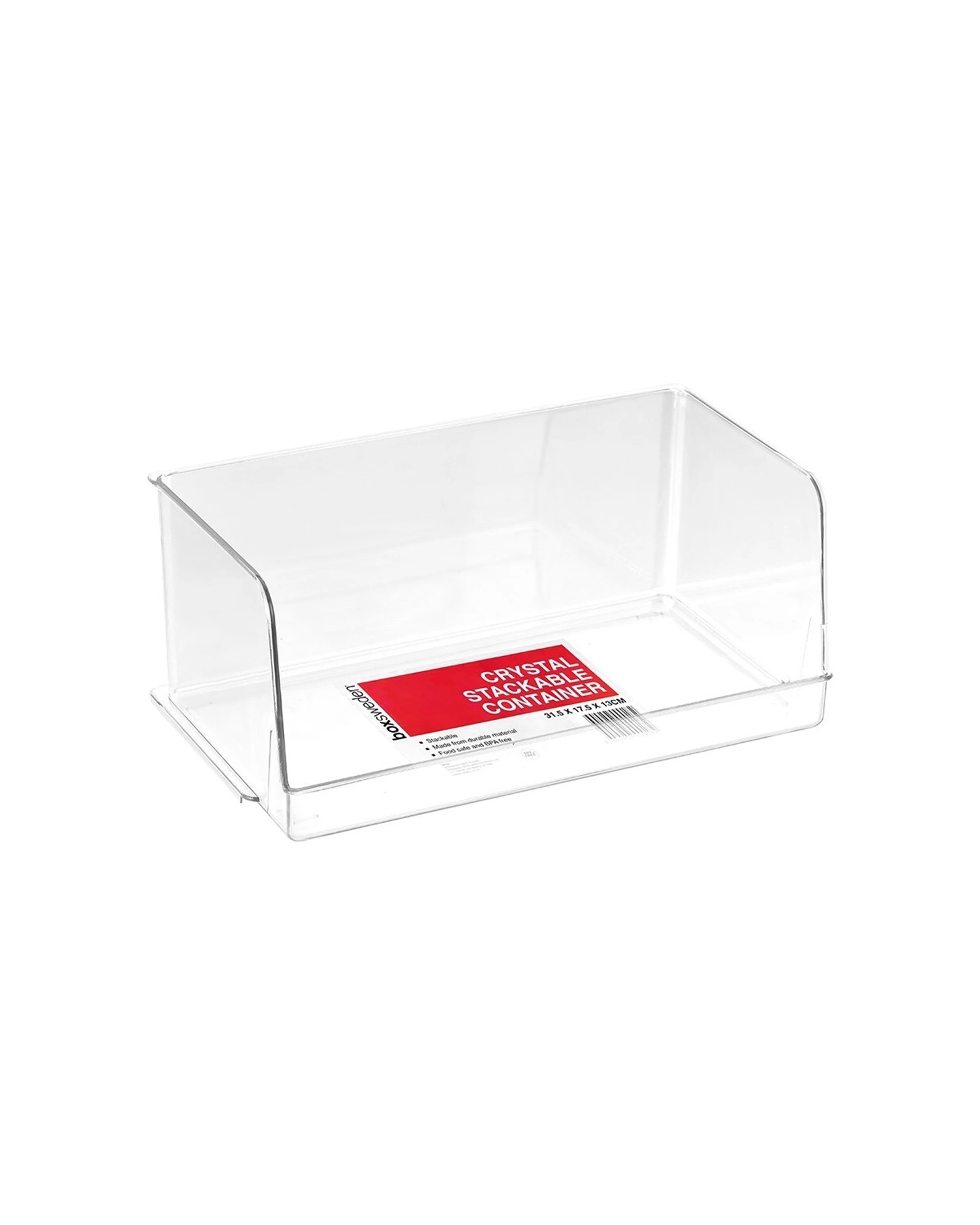 2 Boxsweden Crystal Kitchen Stackable Organiser Large Durable 31.5cm - Clear, 2 of 3