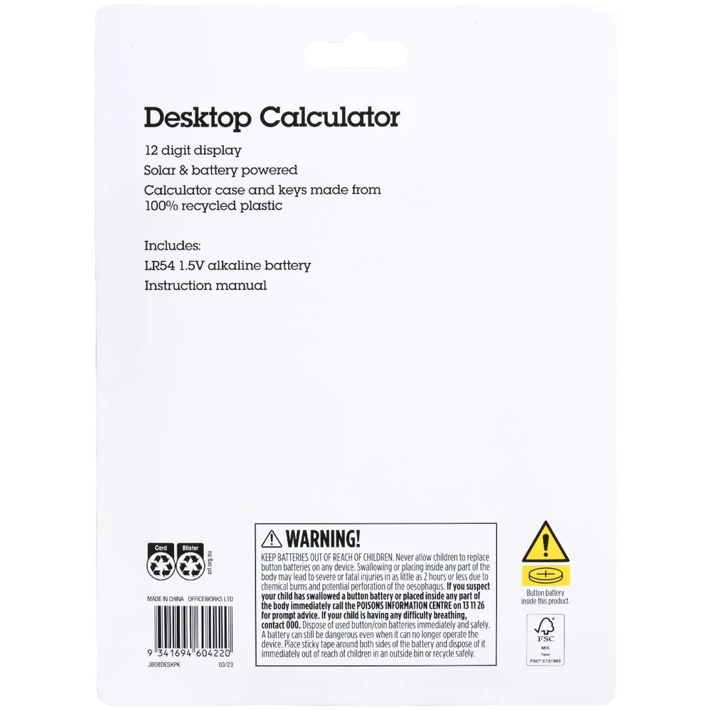 4 J.Burrows 12 Digit Desktop Calculator Pink, 4 of 4