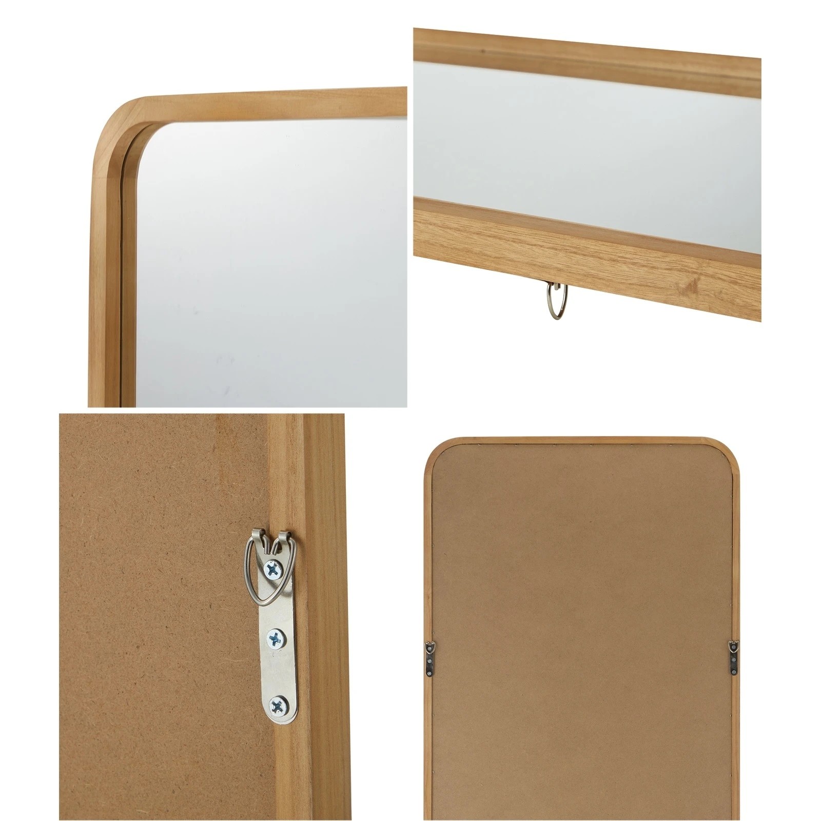 5 Oikiture Wooden Full Length Mirror 166x60cm Rectangle Dressing Floor Mirrors
 - Natural, 5 of 9