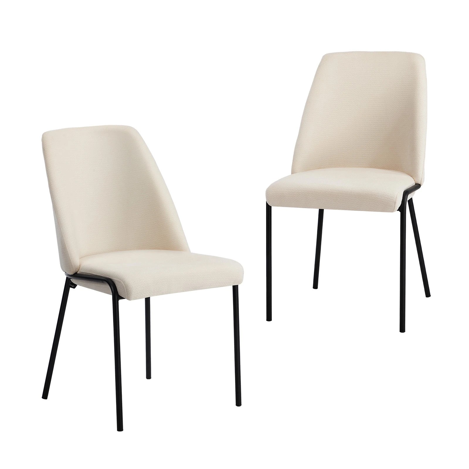 1 Oikiture Set of 2 Dining Chairs Chenille Fabric Kitchen Chair Padded Seat - Beige, 1 of 9