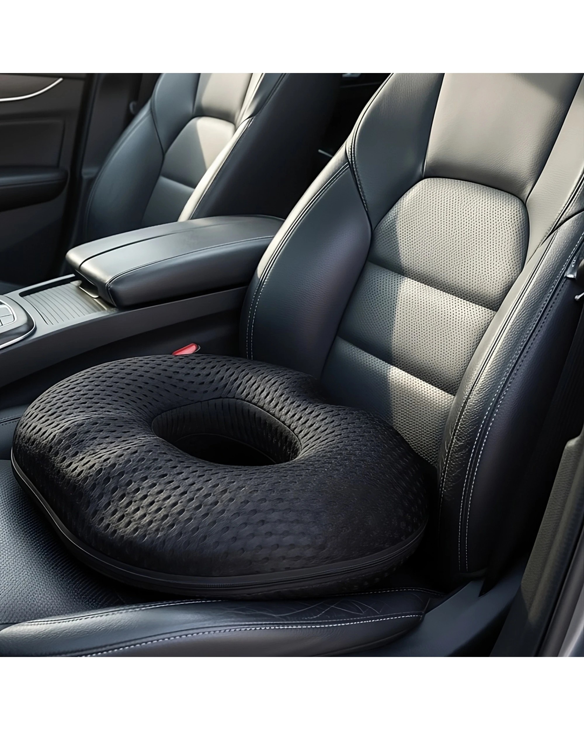 4 Bodyassist Mens Donut Seat Pillow Memory Foam With Large Hot Cold Gel Pack - Black, 4 of 5