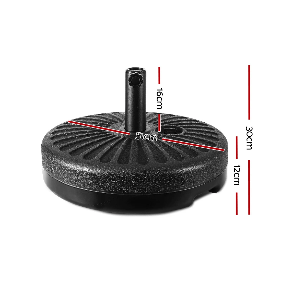 2 Instahut 51cm Outdoor Umbrella Base Round Stand Pod - Black, 2 of 2