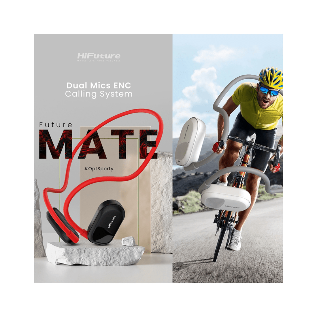 10 Hifuture Futuremate Open Ear Air Conduction Enc Headphones W/ 2-mic - Grey, 10 of 10