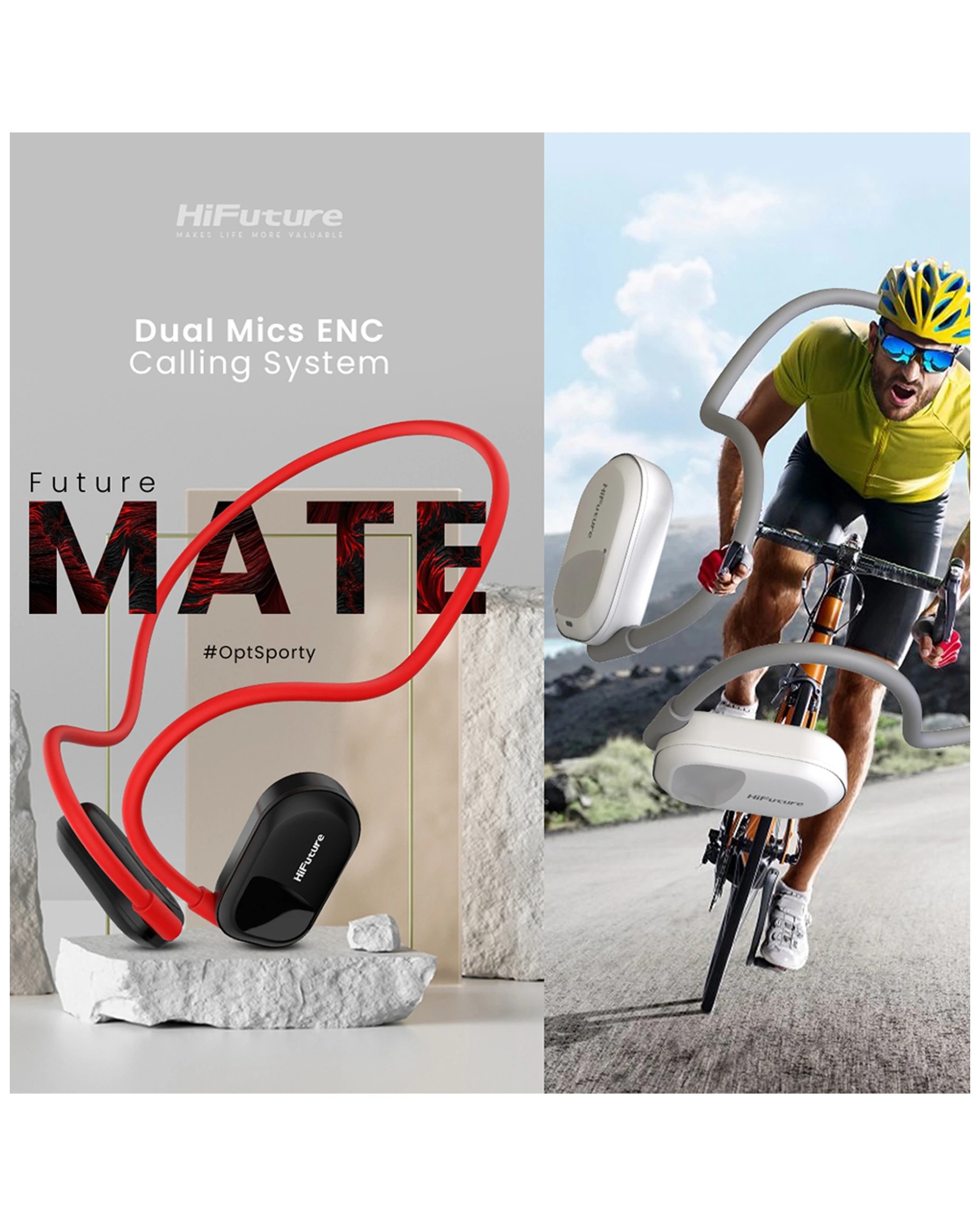 10 Hifuture Futuremate Open Ear Air Conduction Enc Headphones W/ 2-mic - Grey, 10 of 10