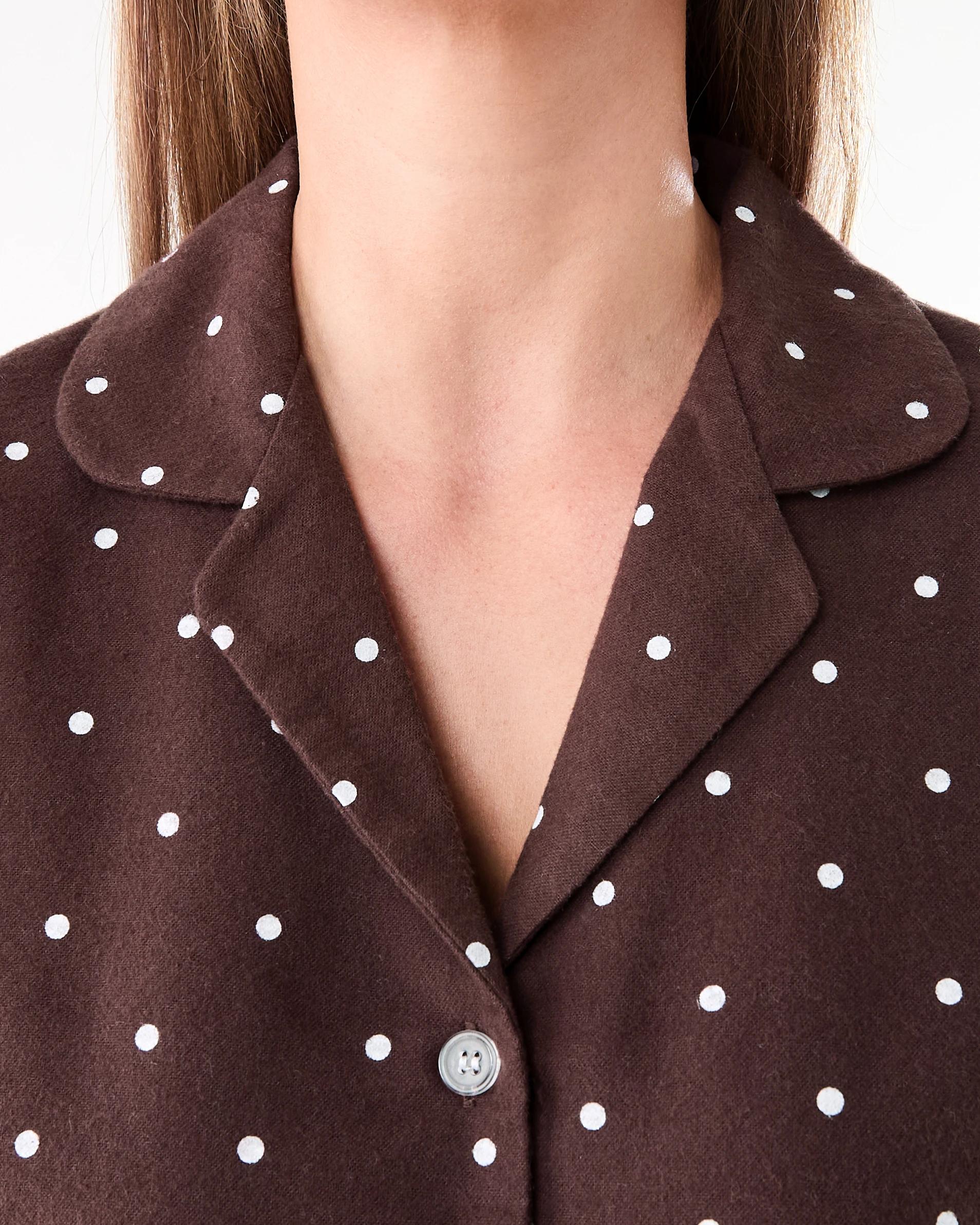 5 Cotton Flannel Pyjama Set Dots Choc, 5 of 7