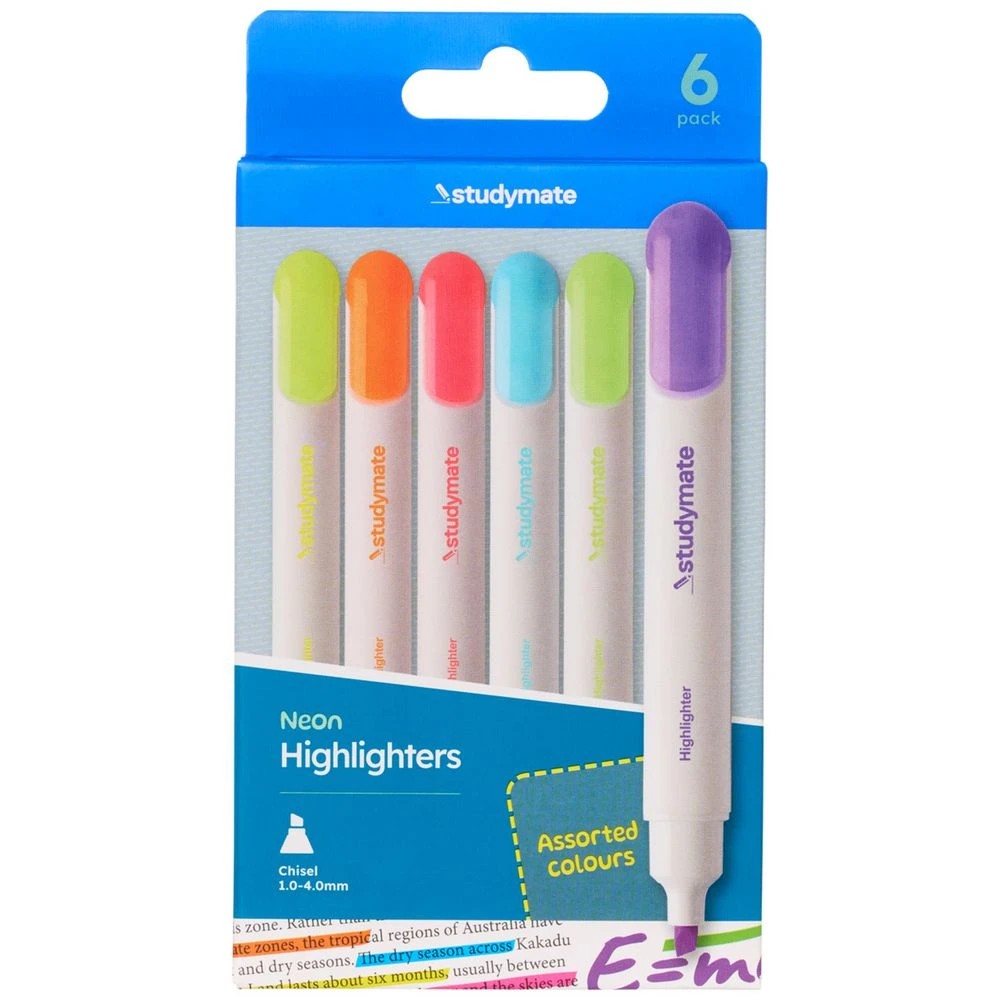 1 Studymate Grip Highlighters Assorted 6 Pack, 1 of 9