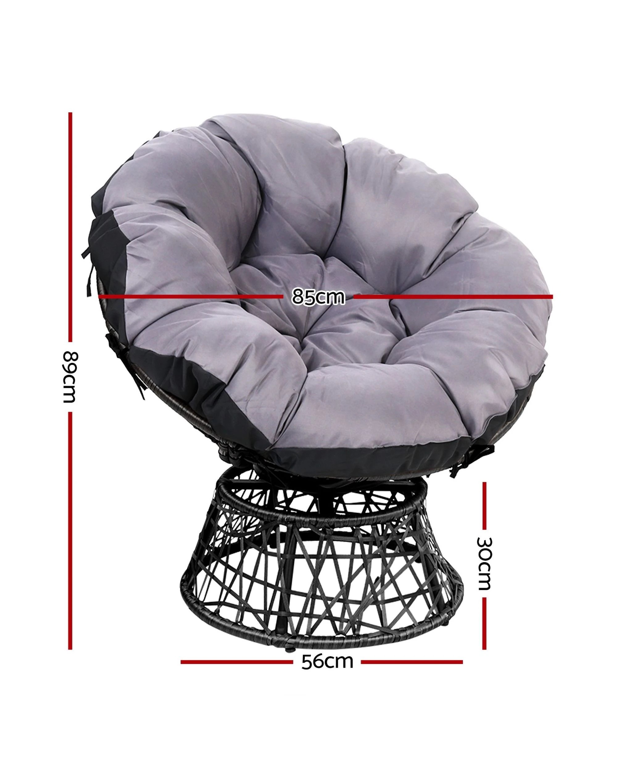 3 Gardeon Outdoor Chairs Outdoor Furniture Papasan Chair Wicker Patio Garden - Black, 3 of 8