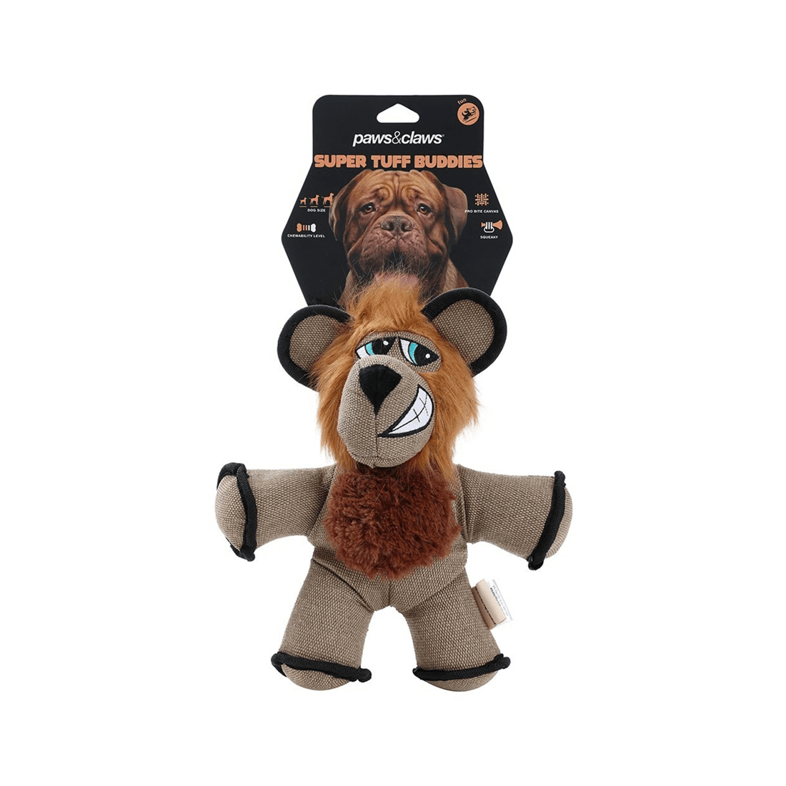1 Paws And Claws 32cm Super Tuff Buddies Oxford Pet Interactive Toy Lion Squeaker
 - Brown, 1 of 4