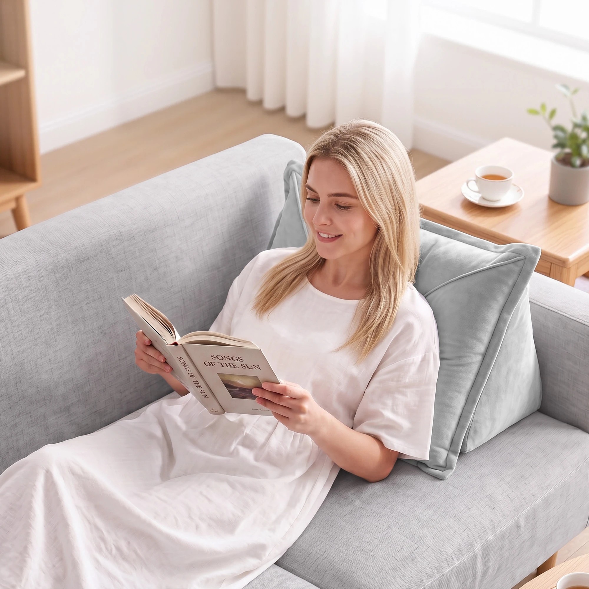 10 Giselle Bedding Wedge Pillow for Bed Sitting Up 25D High Density Foam Backrest - Silver, 10 of 10