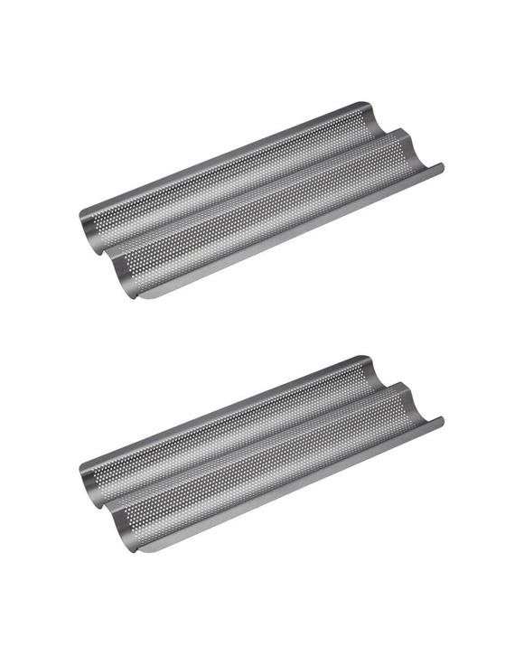 Mastercraft 2x Crusty Bake Non-Stick Baguette Tray Set 39x16cm - Grey