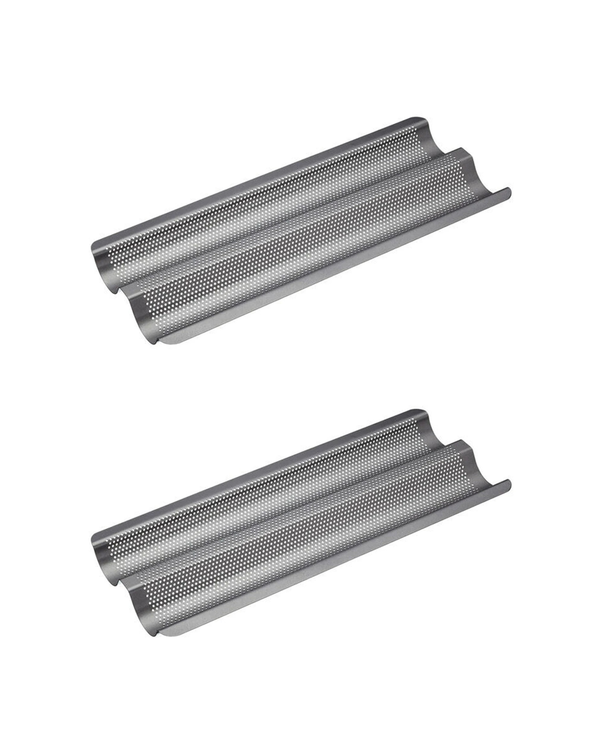 1 Mastercraft 2x Crusty Bake Non-Stick Baguette Tray Set 39x16cm - Grey, 1 of 4