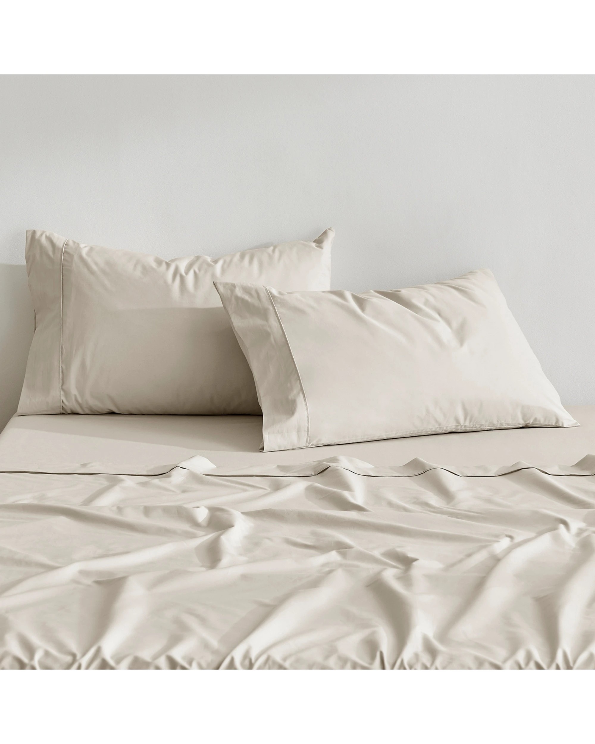 2 Dreamaker 300TC Cotton Percale Pillowcase Twin Pack - Oat, 2 of 7