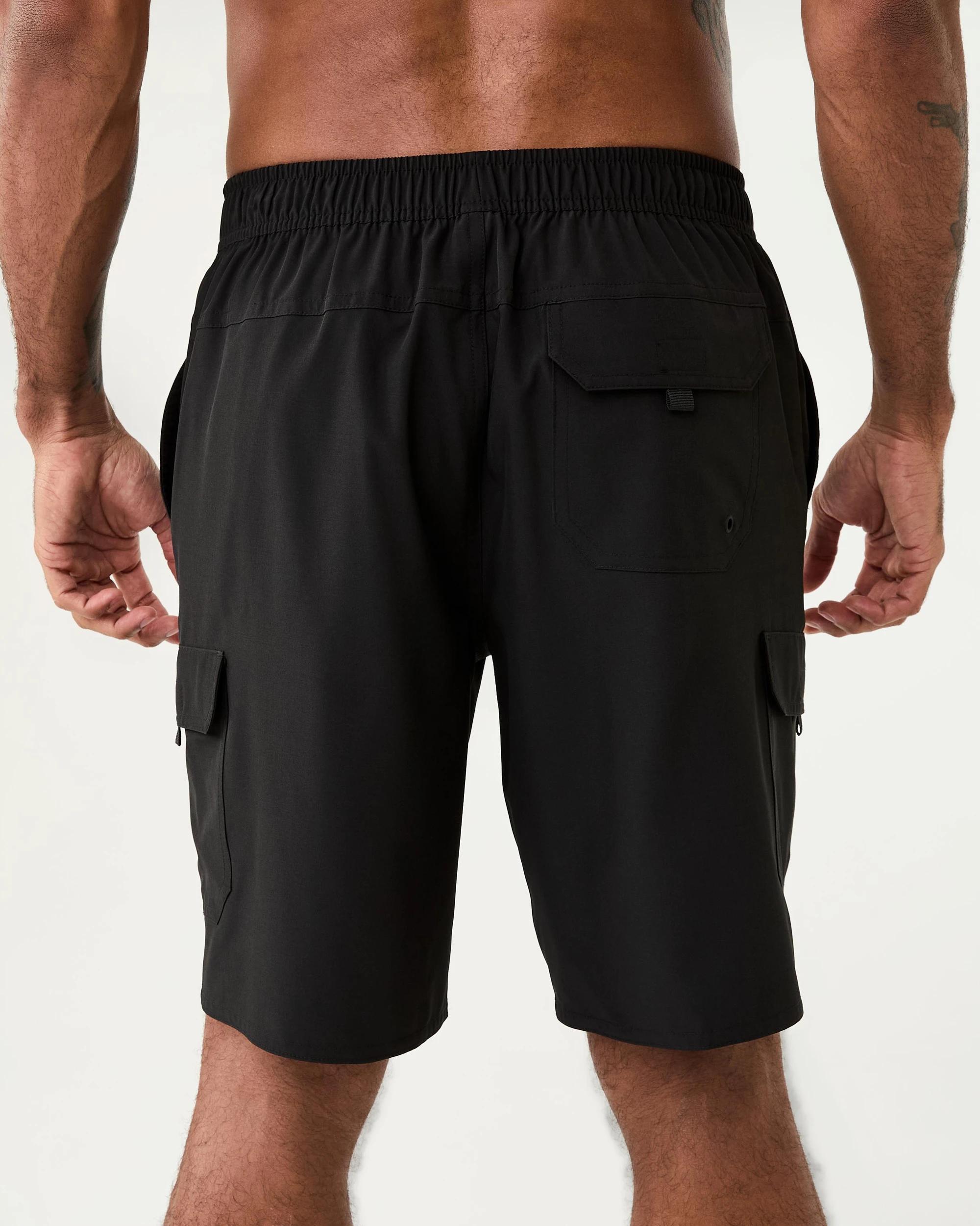 3 Stretch Cargo Swim Shorts Black, 3 of 8