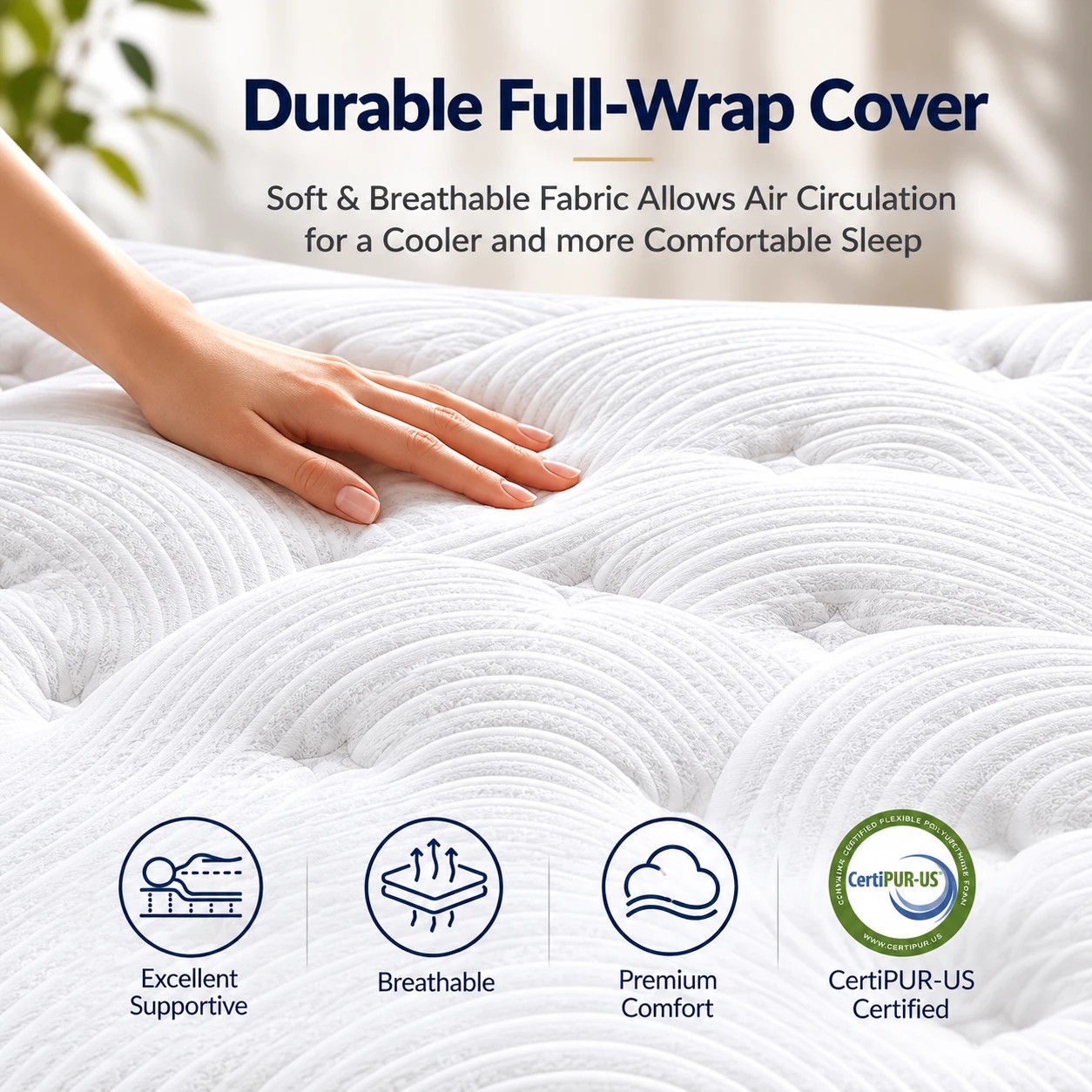 7 RoomSense Double Mattress 34cm Thick Medium Soft Tencel Cooling Gel Spring Mattress - White, 7 of 7