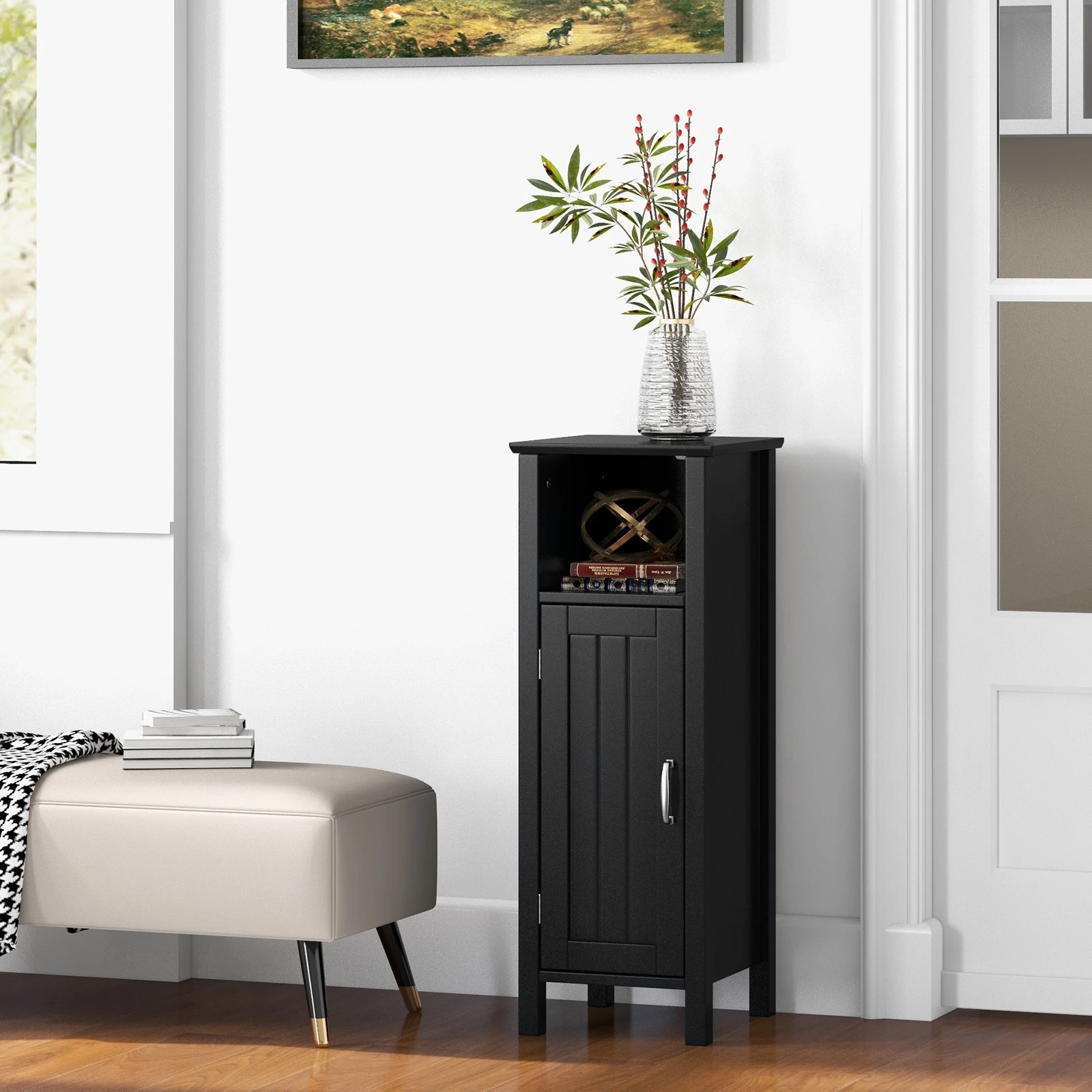 4 Costway Freestanding Bathroom Cabinet Wooden Storage Cabinet Floor Cupboard, 4 of 4