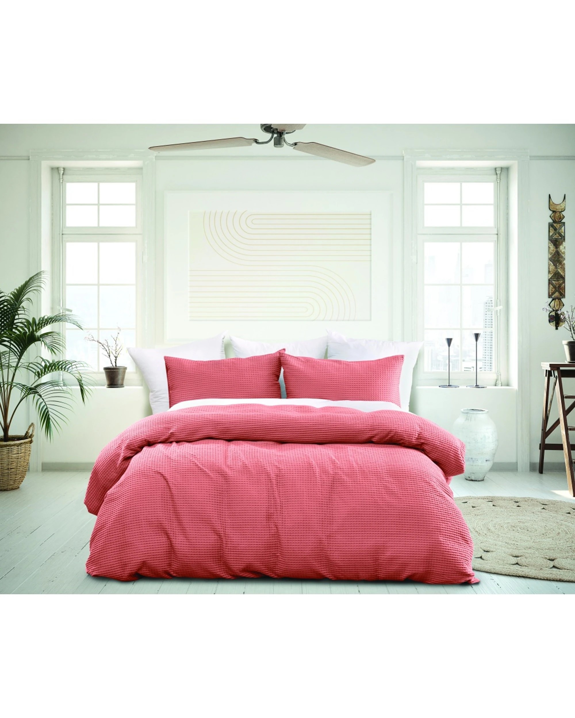 6 Bas Phillips 3pc Bas Phillips Santiago Cotton Waffle Quilt Cover Set Coral - Queen Bed - Pink, 6 of 6