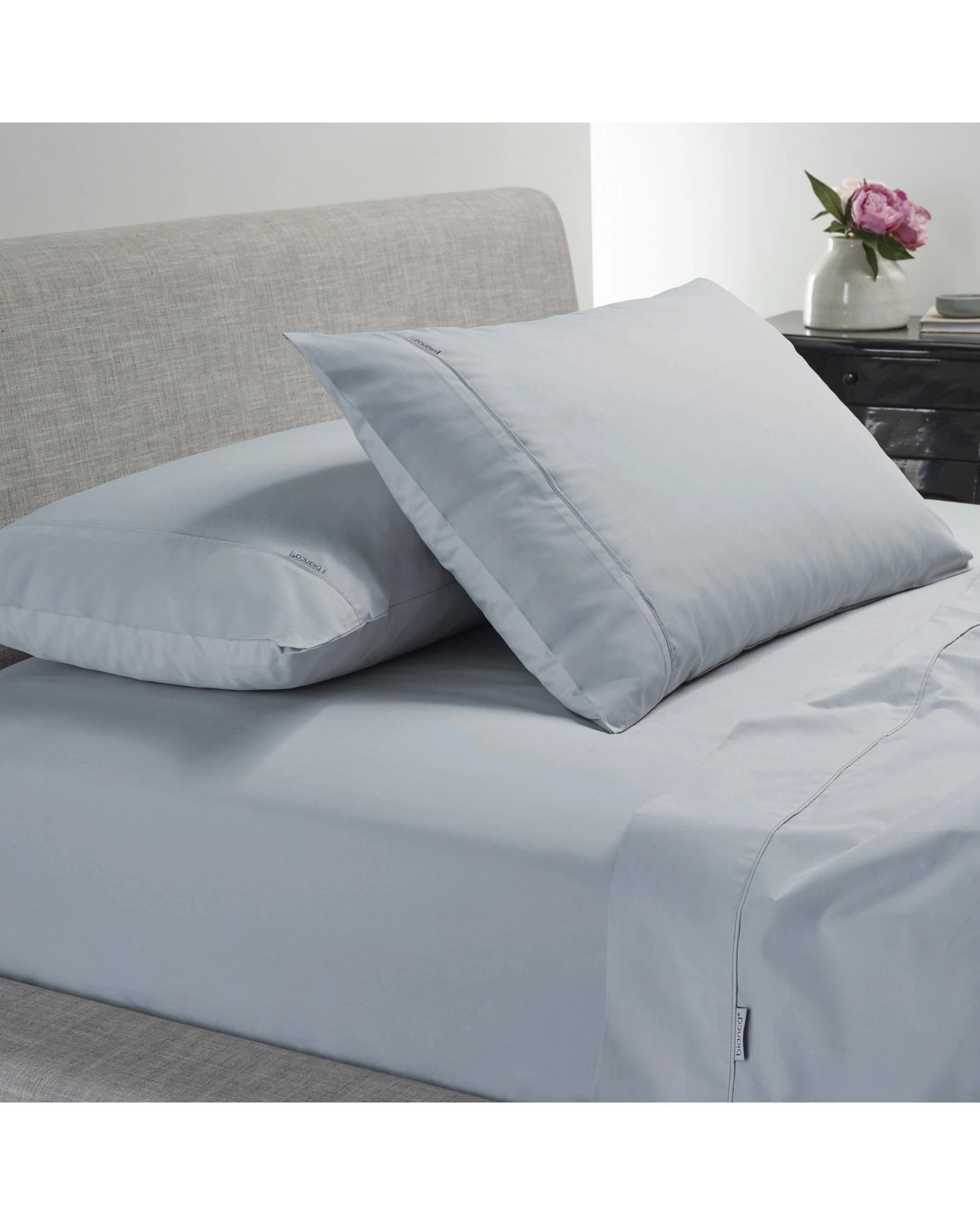 1 Bianca Heston 300 Thread Count Cotton Percale Sheet Sets - Double Bed - Blue, 1 of 1