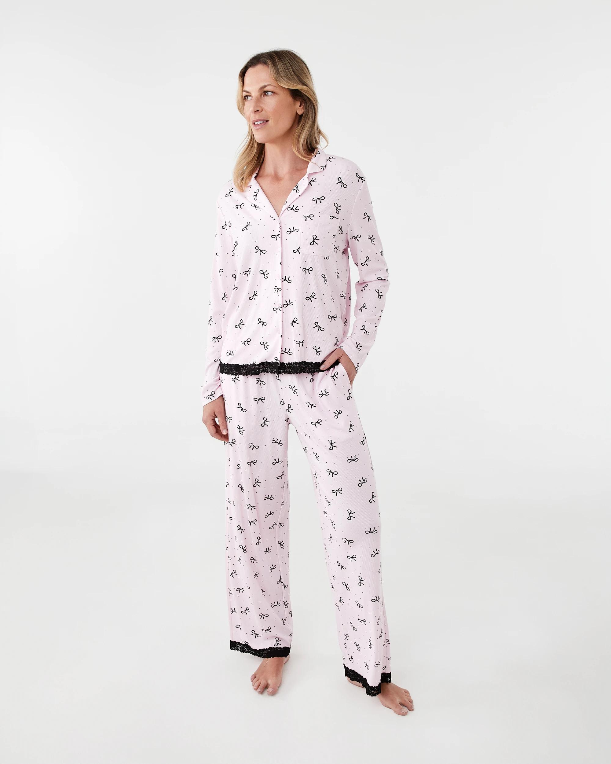 8 Long Sleeve Rib Lace Button Through Top Bow Spot, 8 of 8