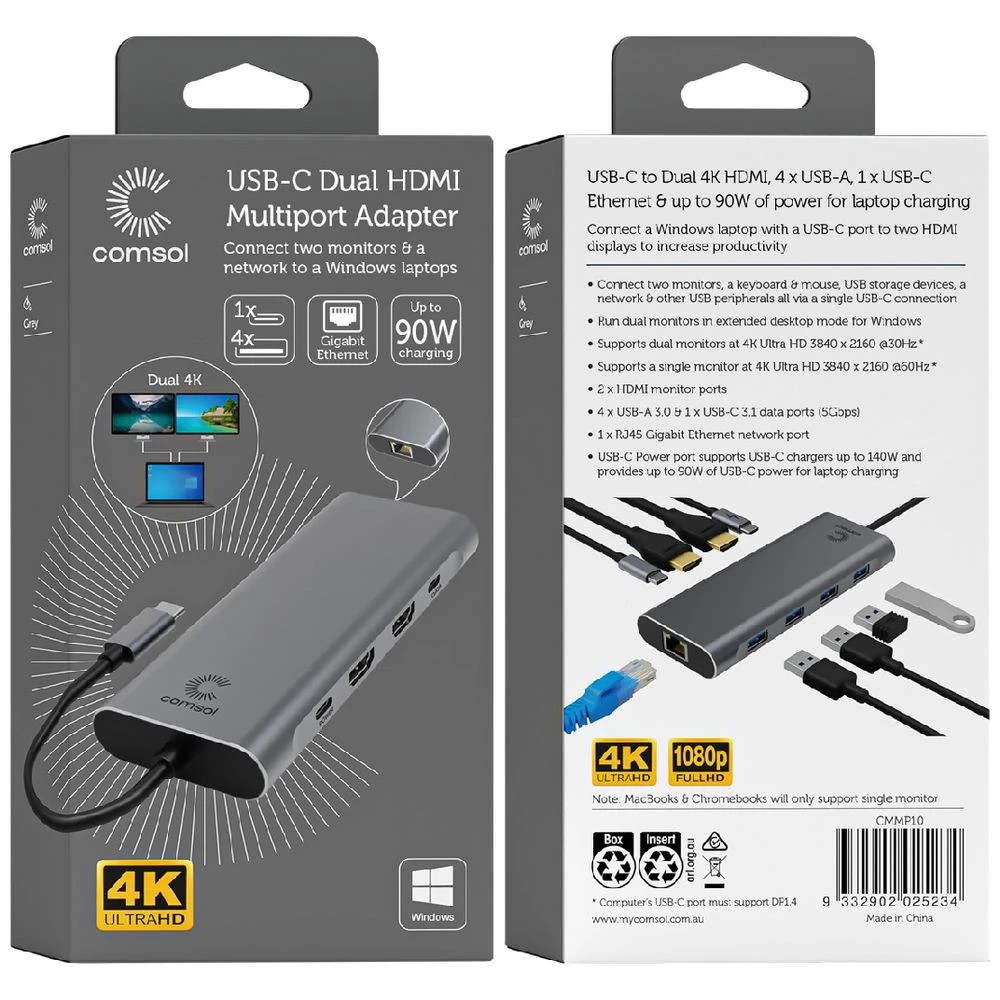 5 Comsol USB-C to Dual 4K HDMI Multiport Adaptor, 5 of 5