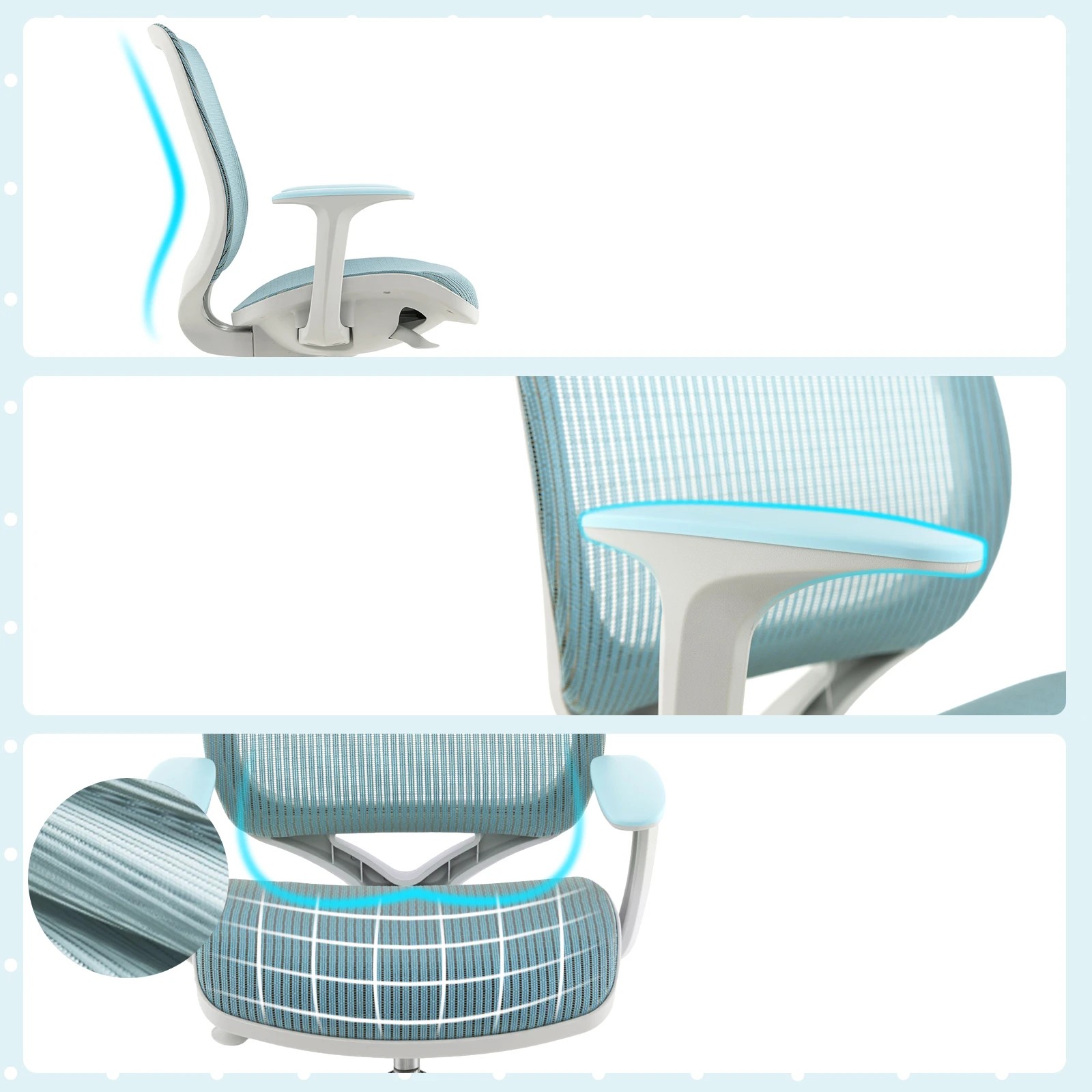 5 Costway Desk Chair Swivel Mesh Chair w/Adjustable Height - Blue, 5 of 6