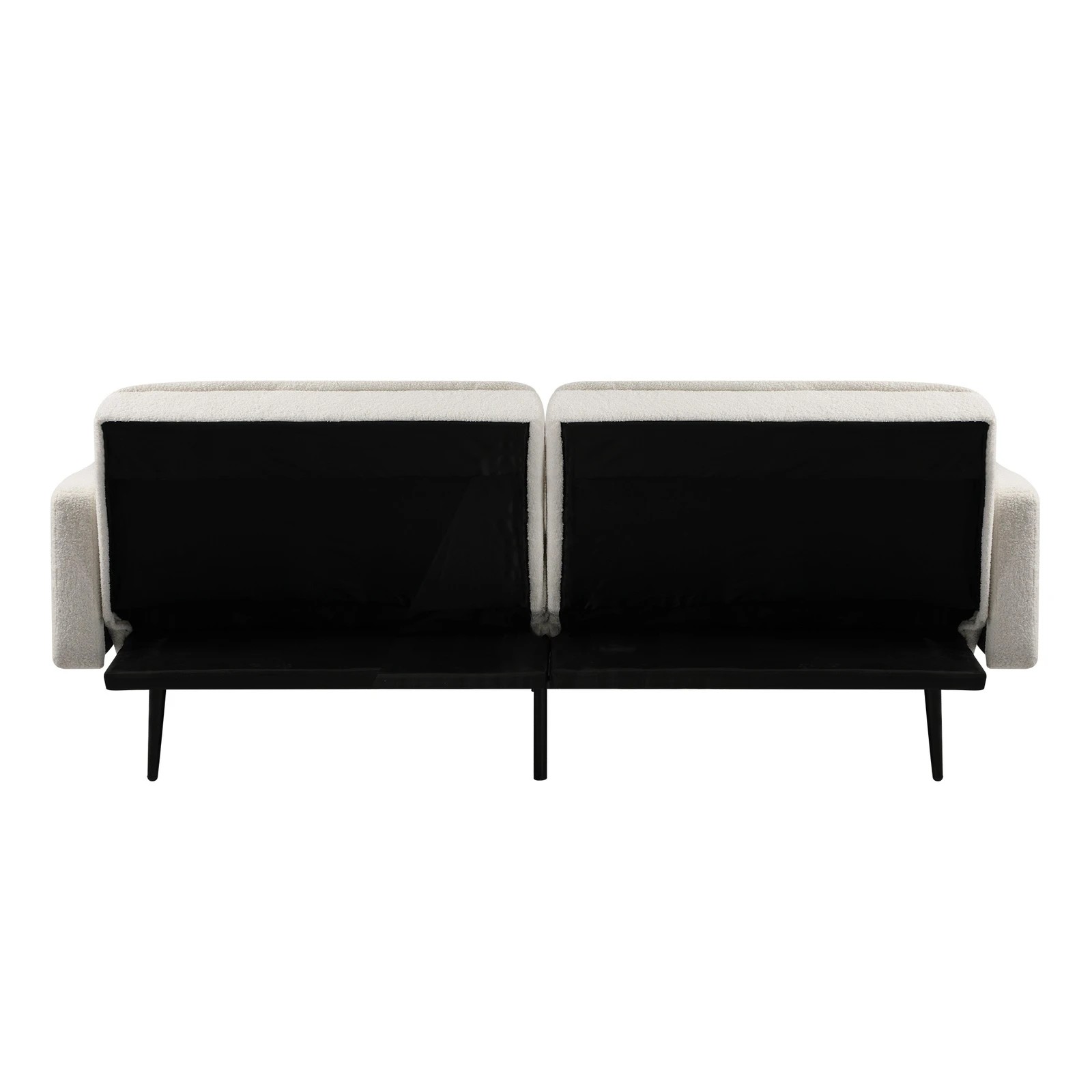 7 Oikiture 3-seater Sofa Bed Convertible Boucle Sherpa Lounge Couch Recliner
 - White, 7 of 10