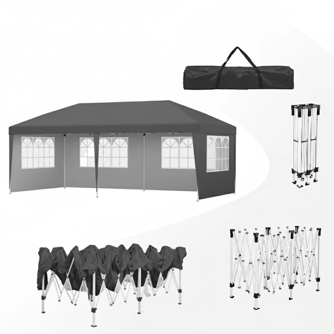 5 Instahut Gazebo 3x6m Pop Up Marquee Wedding Party Outdoor Camping Canopy - Grey, 5 of 6